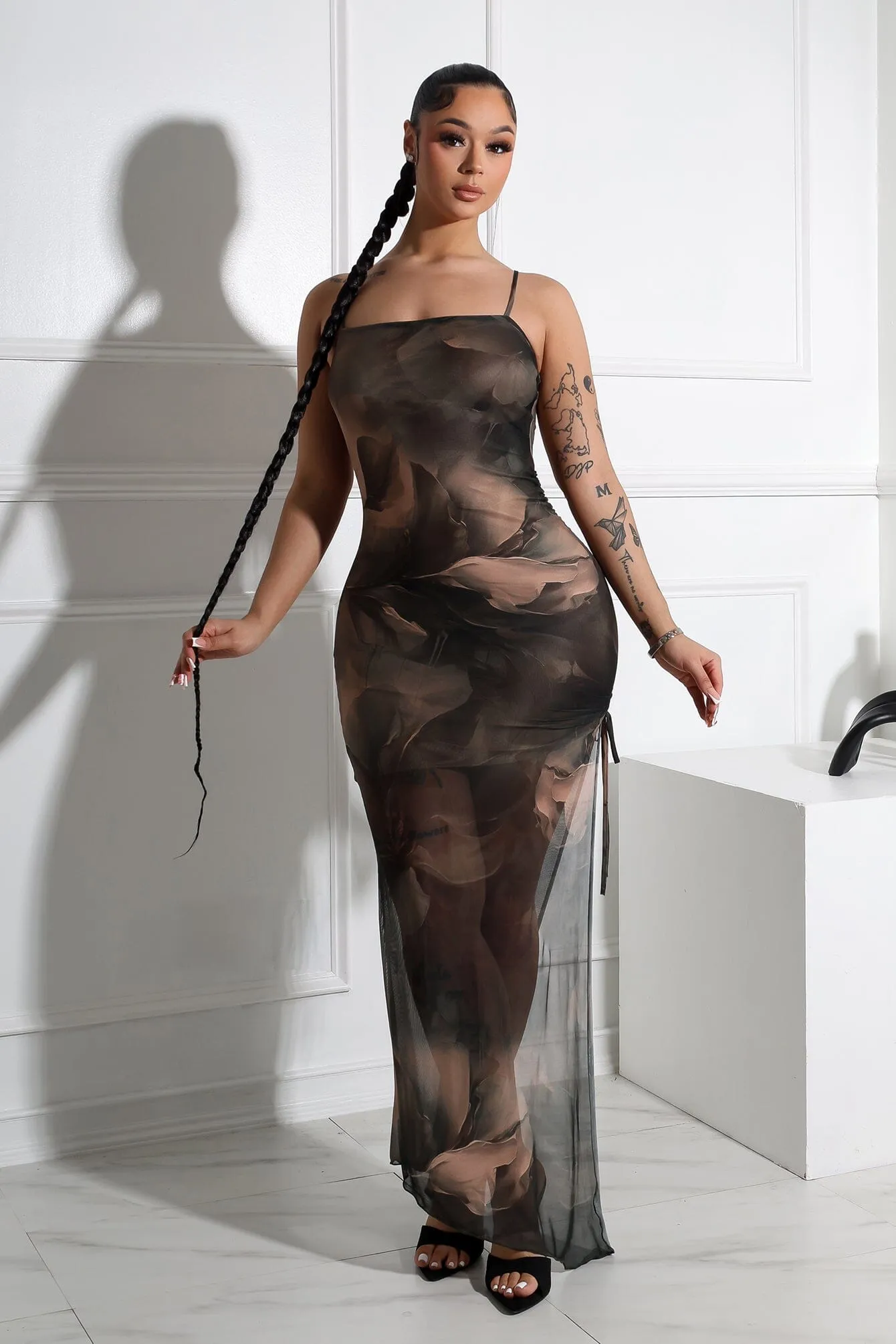 Juanita Mesh Printed Tank Maxi Dress Air Comfort