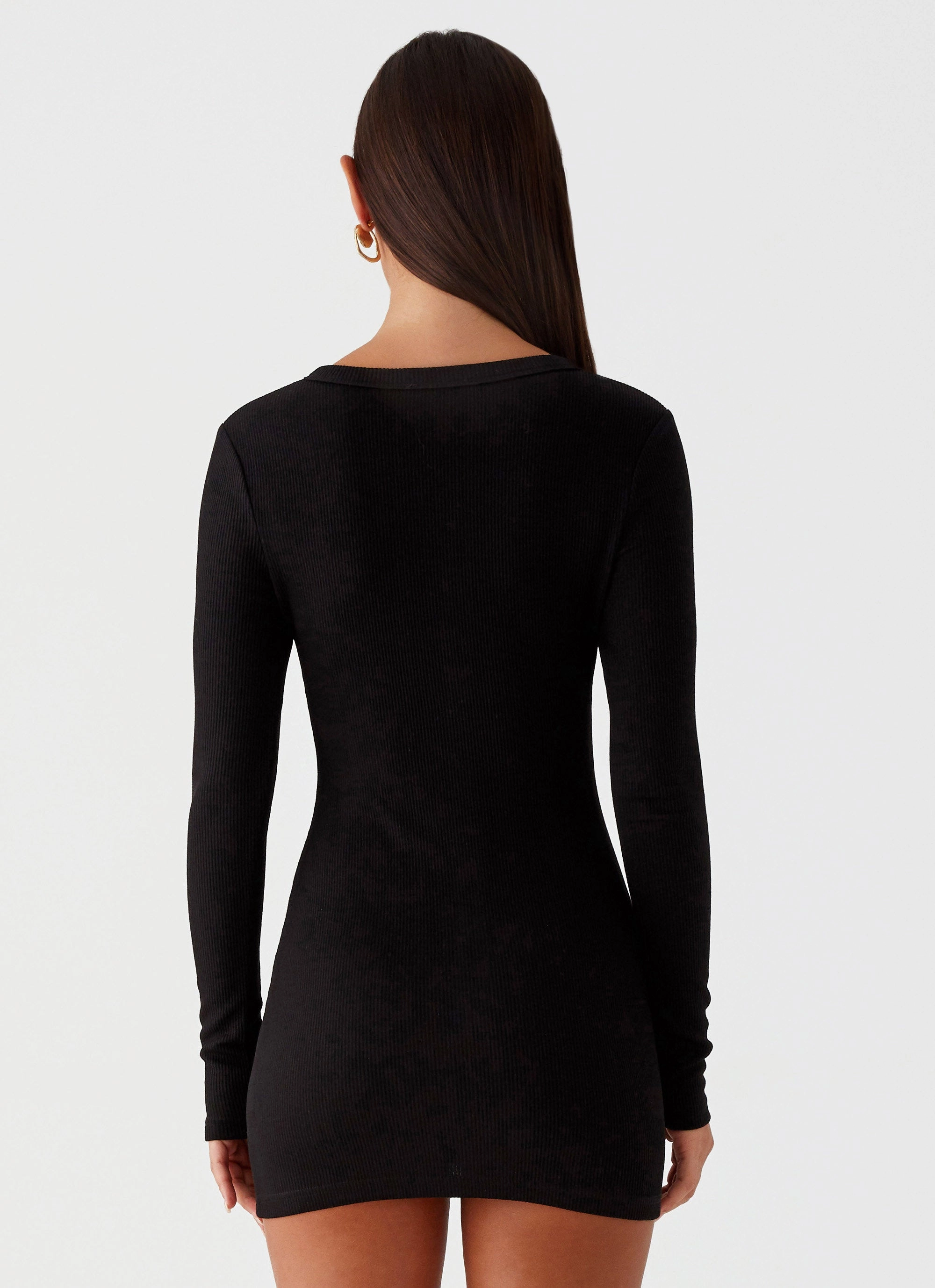 Ailee Long Sleeve Mini Dress - Black Breathable