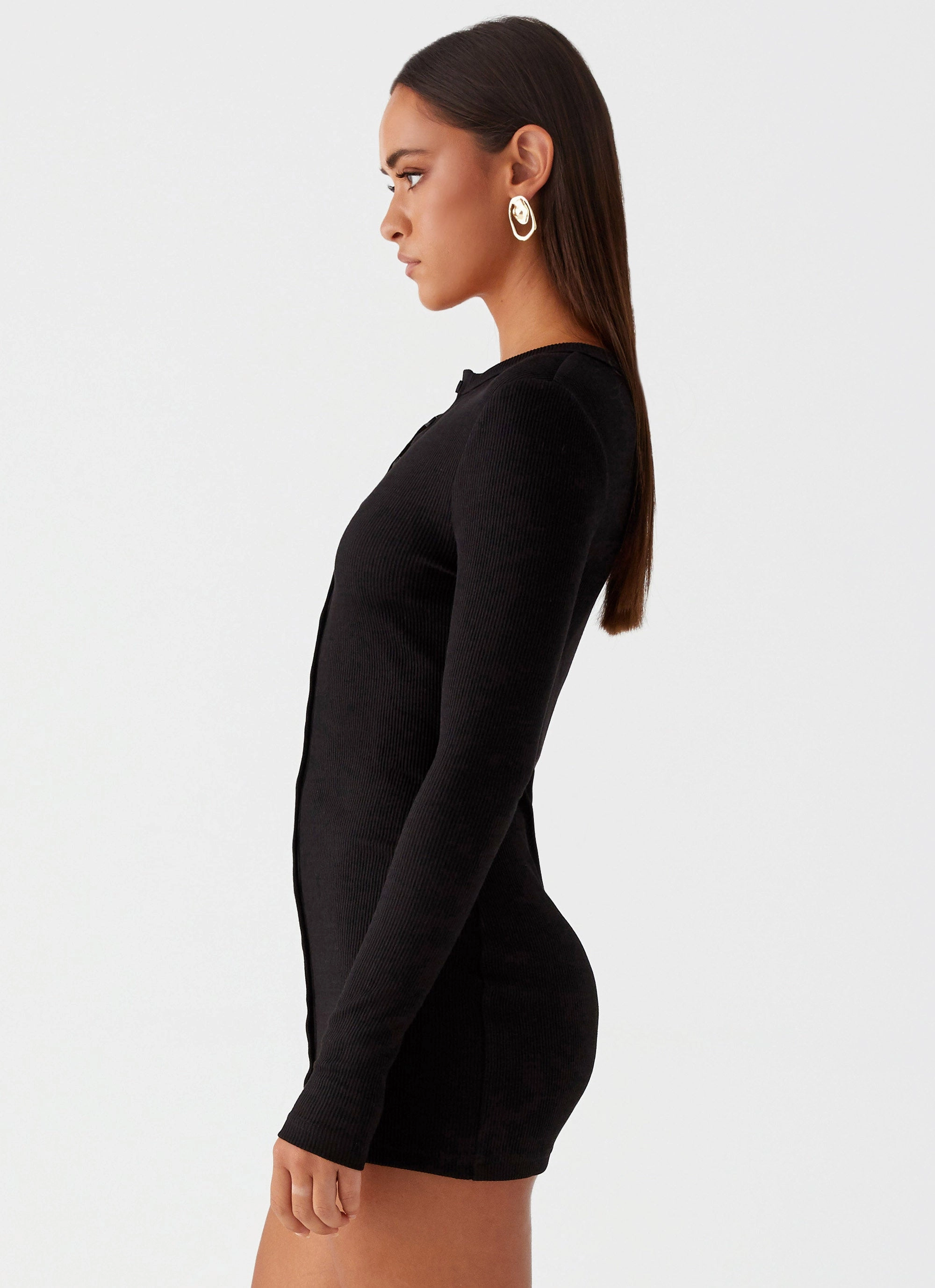 Ailee Long Sleeve Mini Dress - Black Coordinated Set Polka Dot