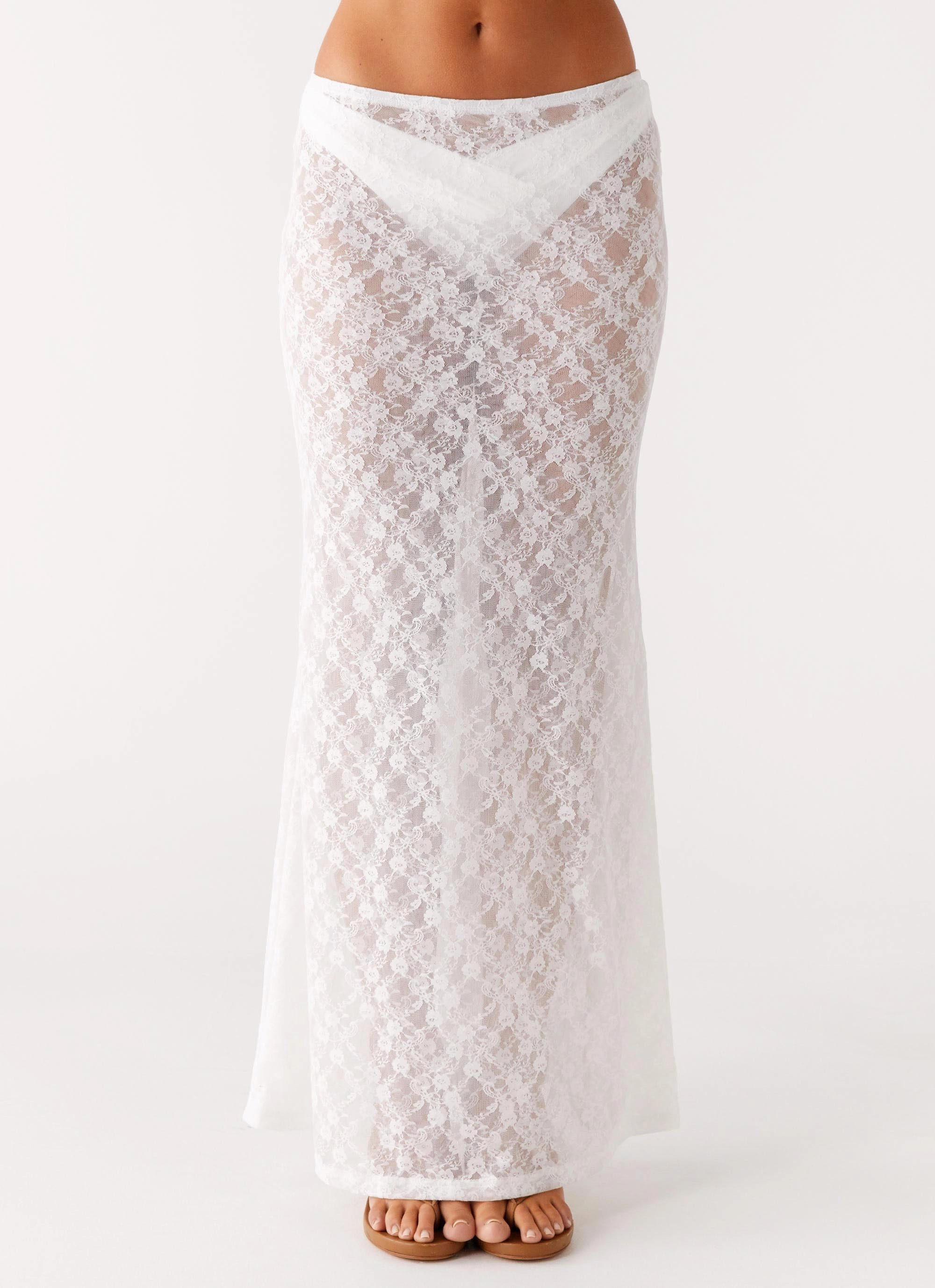 High Street Chic Jaz Lace Maxi Skirt - White