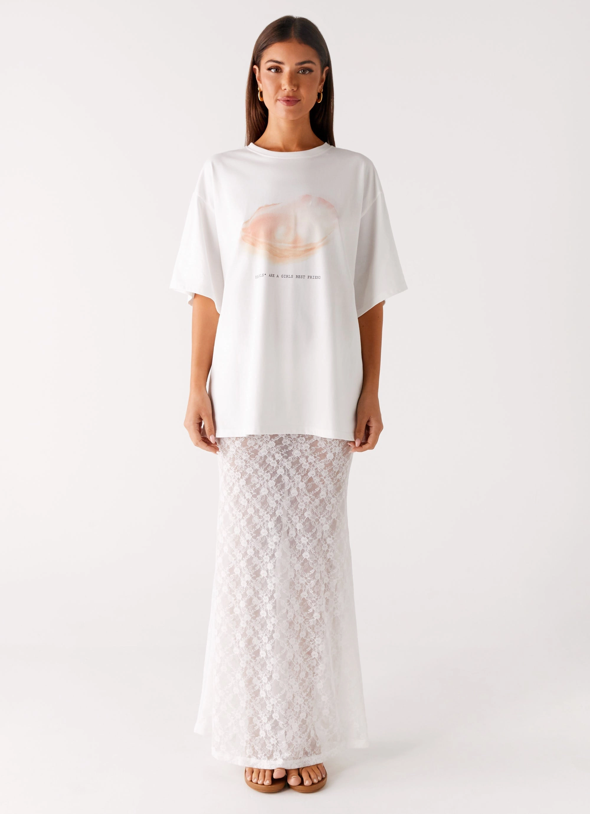 Chill Tones Simple Style Jaz Lace Maxi Skirt - White