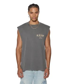 DoubleLayeredFabric Reflective Detailing LOCK CUT OFF TEE CHARCOAL