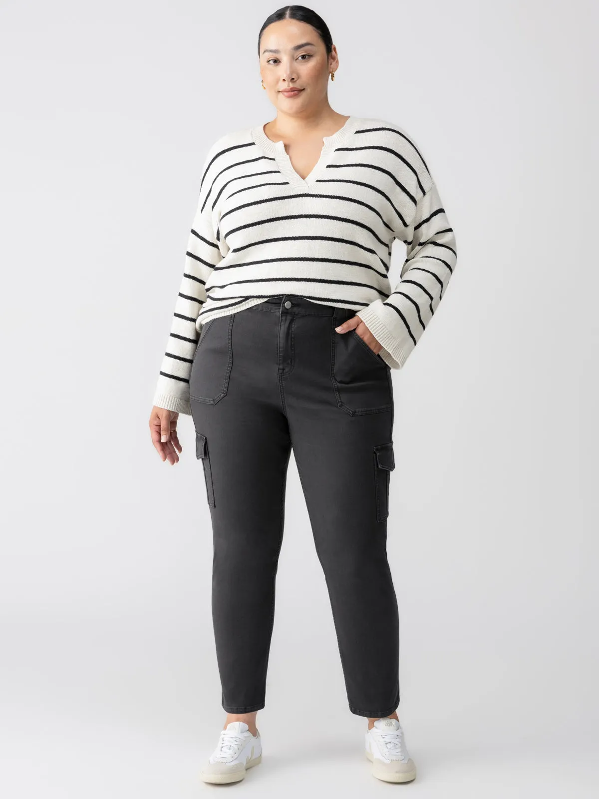 Reflective Trim Options Sculpted Hayden Cargo Standard Rise Pant Black Extended Sizing