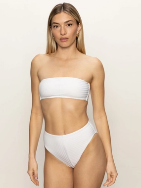 Roll Up Sleeve System Refresh Rib Bandeau Bikini Top White