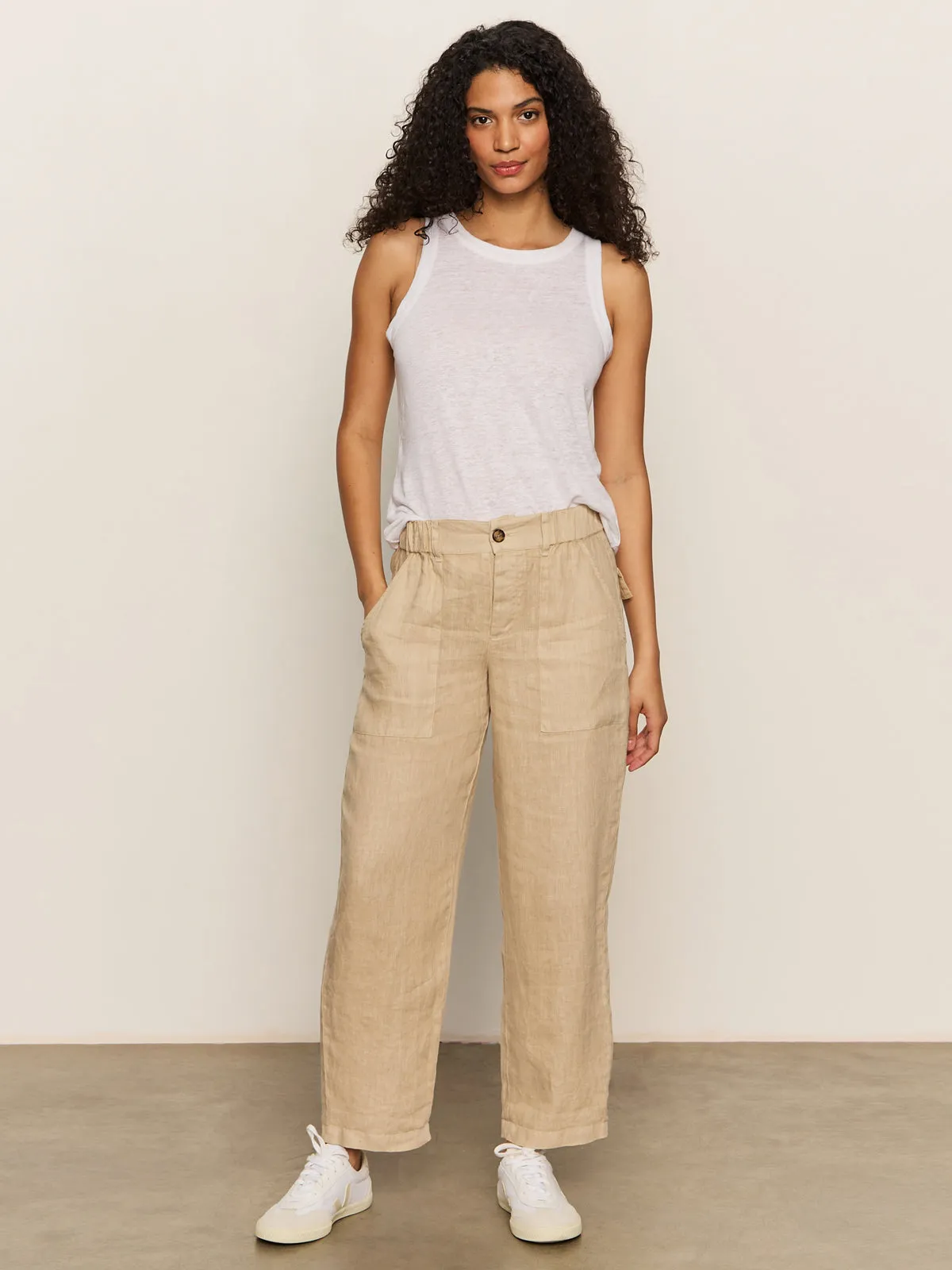 UltraSoft Blend ContrastTipping Linen Tank White