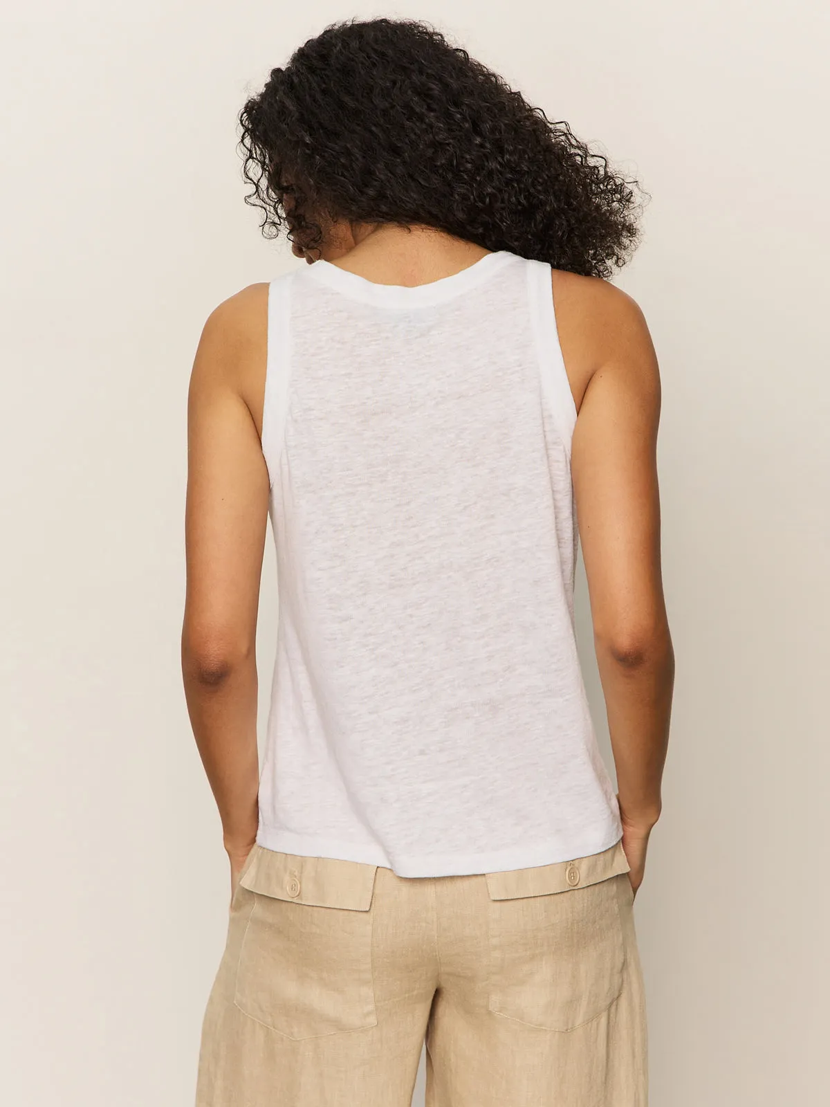Microfiber Blended Fabric Linen Tank White