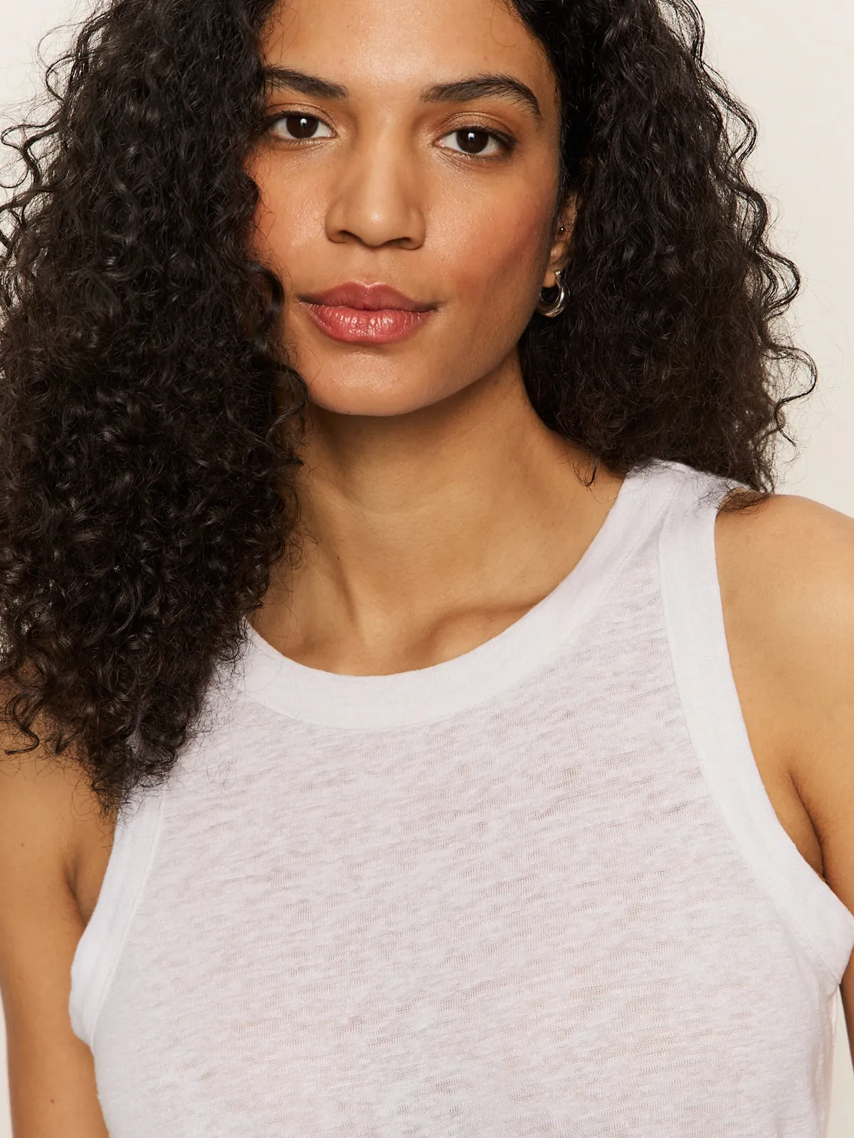 Linen Tank White Wind Resistant Fabric