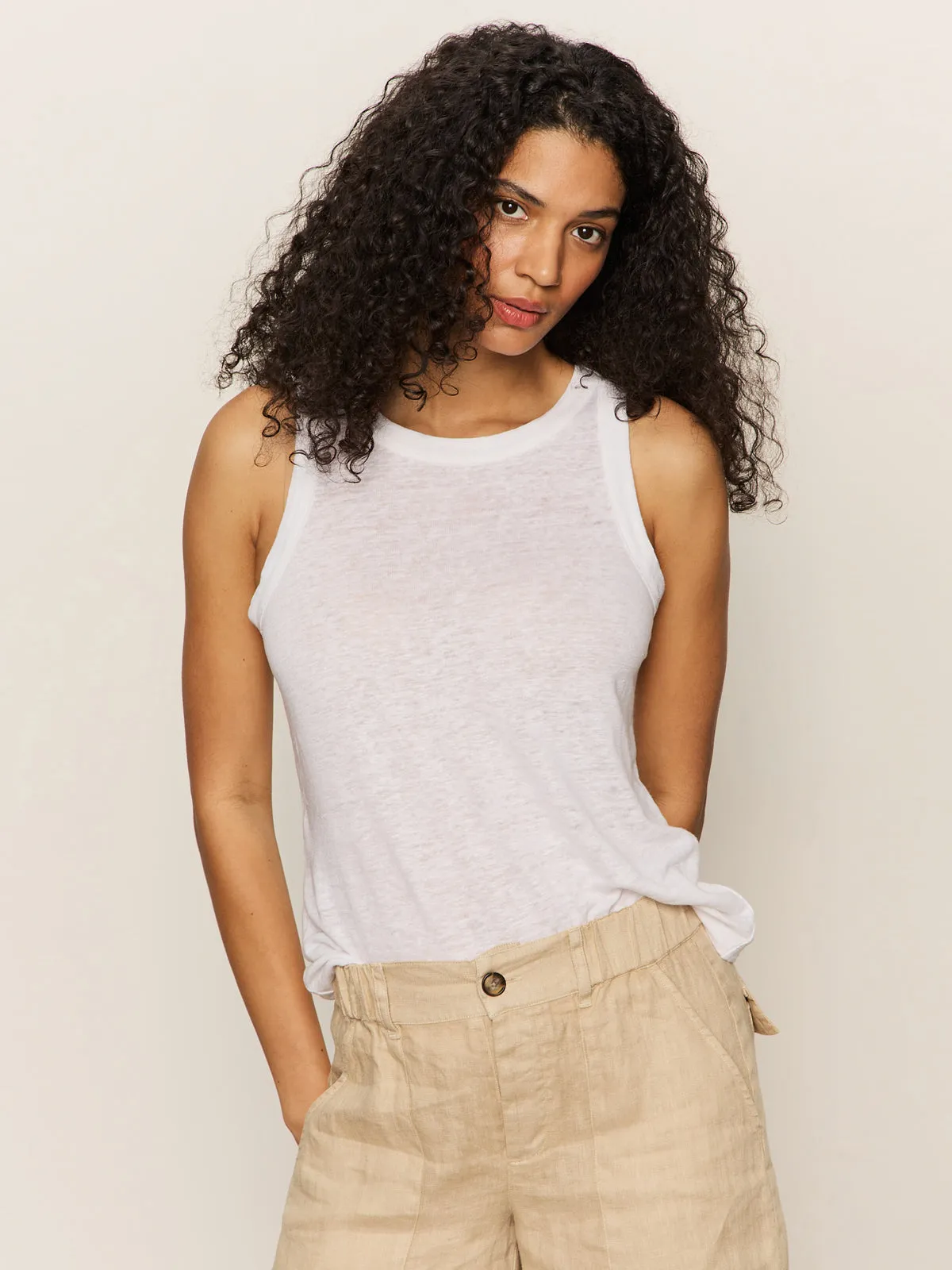 QuickRelease Closure Linen Tank White