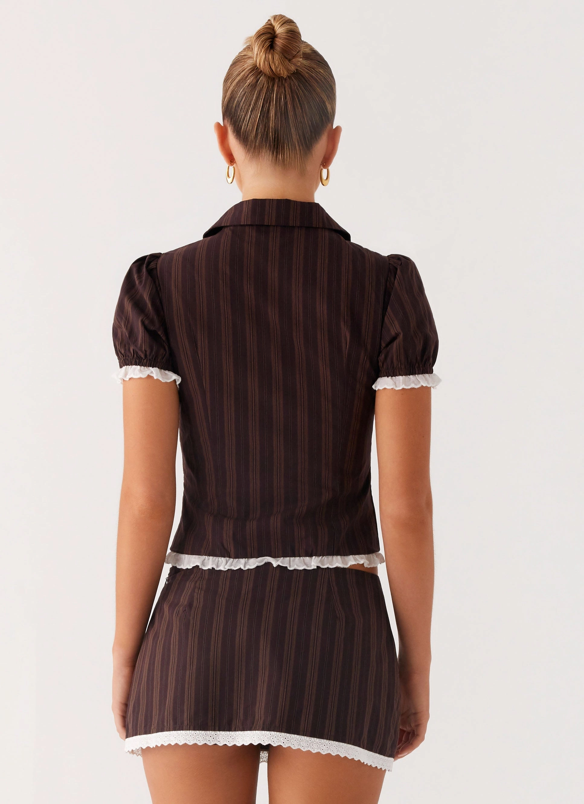 Janette Low Rise Micro Mini Skort - Toffee Stripe Modern Outfit Tagless label