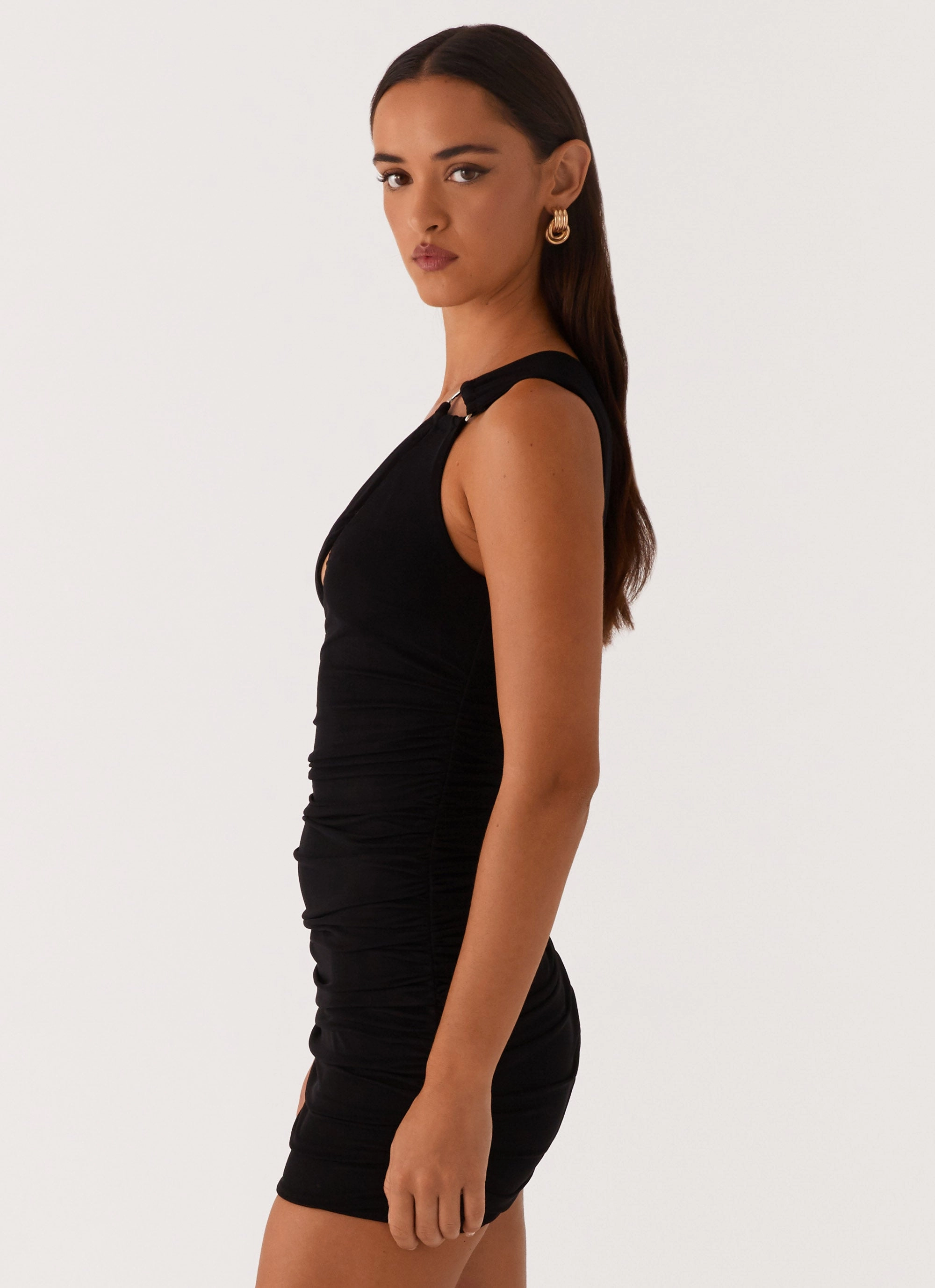 Stretch Waist Amanda Mini Dress - Black