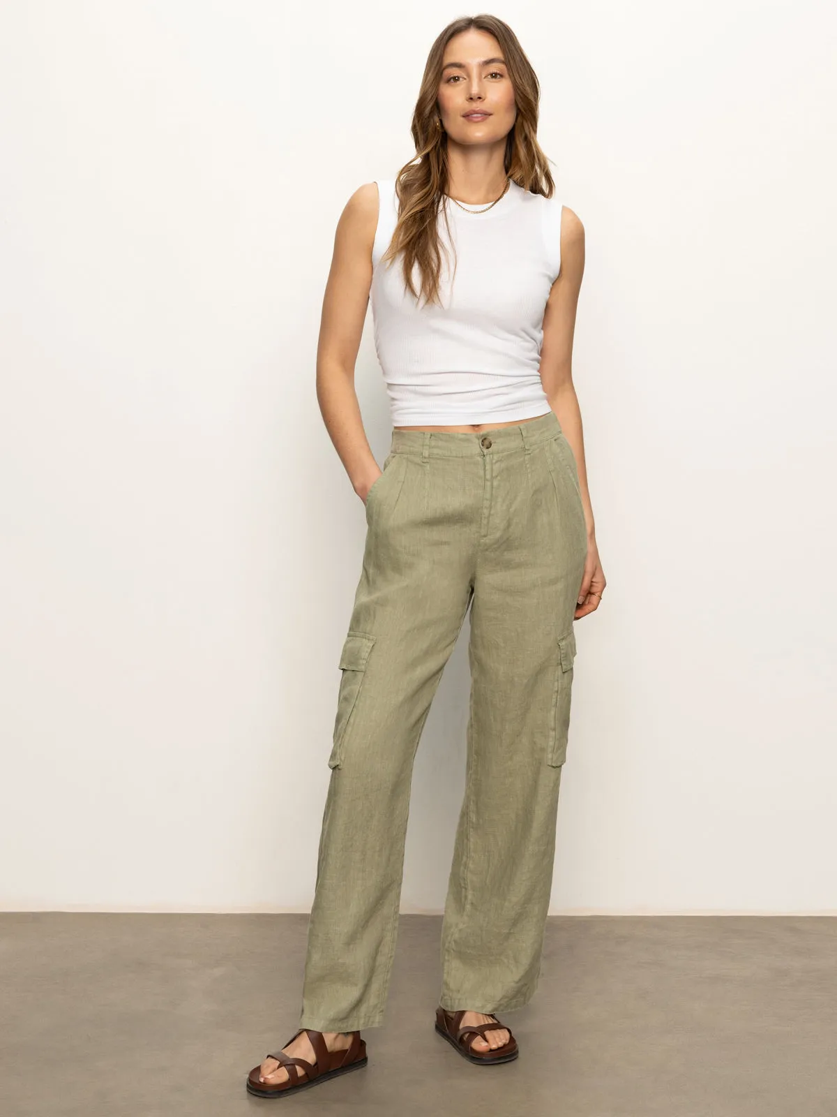 Compact Pack Cuffed hem Hopper Semi High Rise Cargo Pant Sage