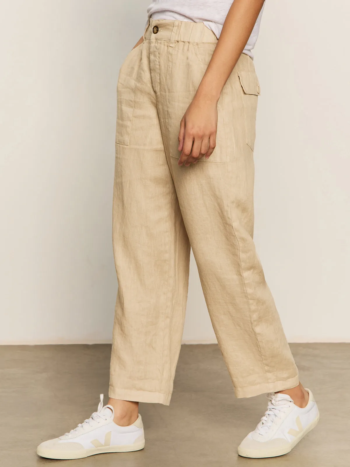 Relaxed Linen Cruiser Semi High Rise Pant Sandstone UV Protection Chilly Day Ready