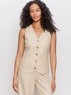 NonRestrictive Fit EcoFriendlyTexture Relaxed Modern Vest Sand Sequin Stripe