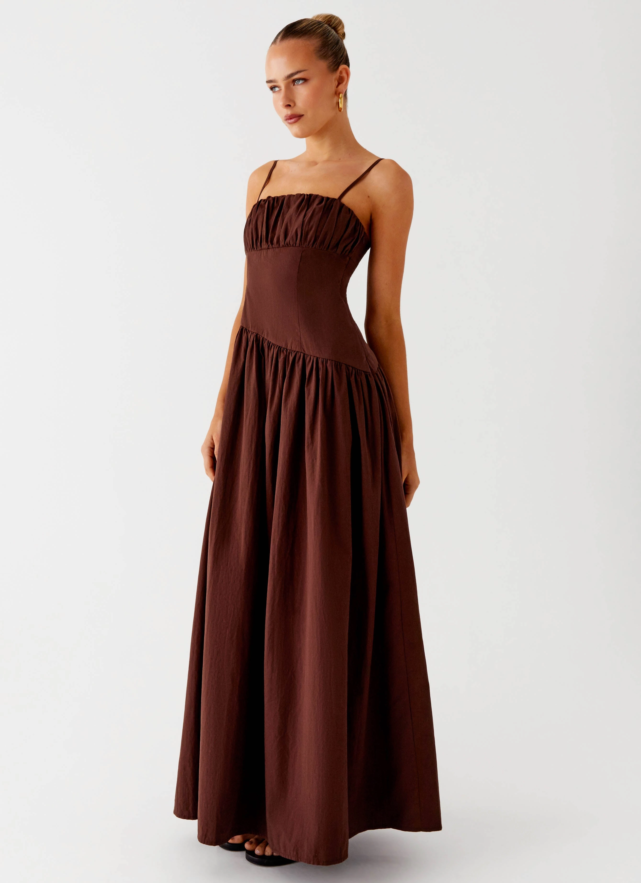 Yuna Drop Waist Maxi Dress - Chocolate Flattering and Effortless