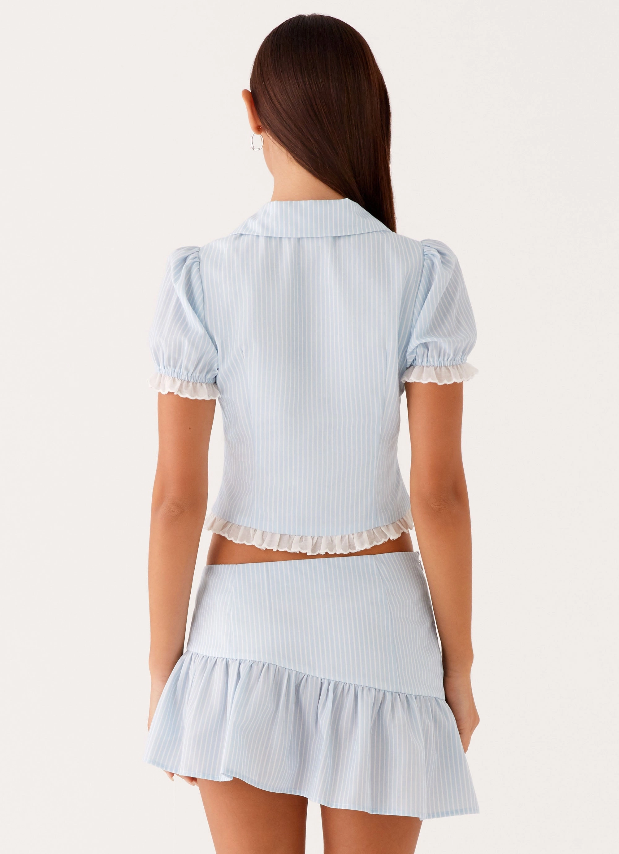 Crisp Finish Bennett Mini Skirt - Blue White Stripe