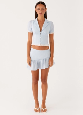 Bennett Mini Skirt - Blue White Stripe Chic Fit