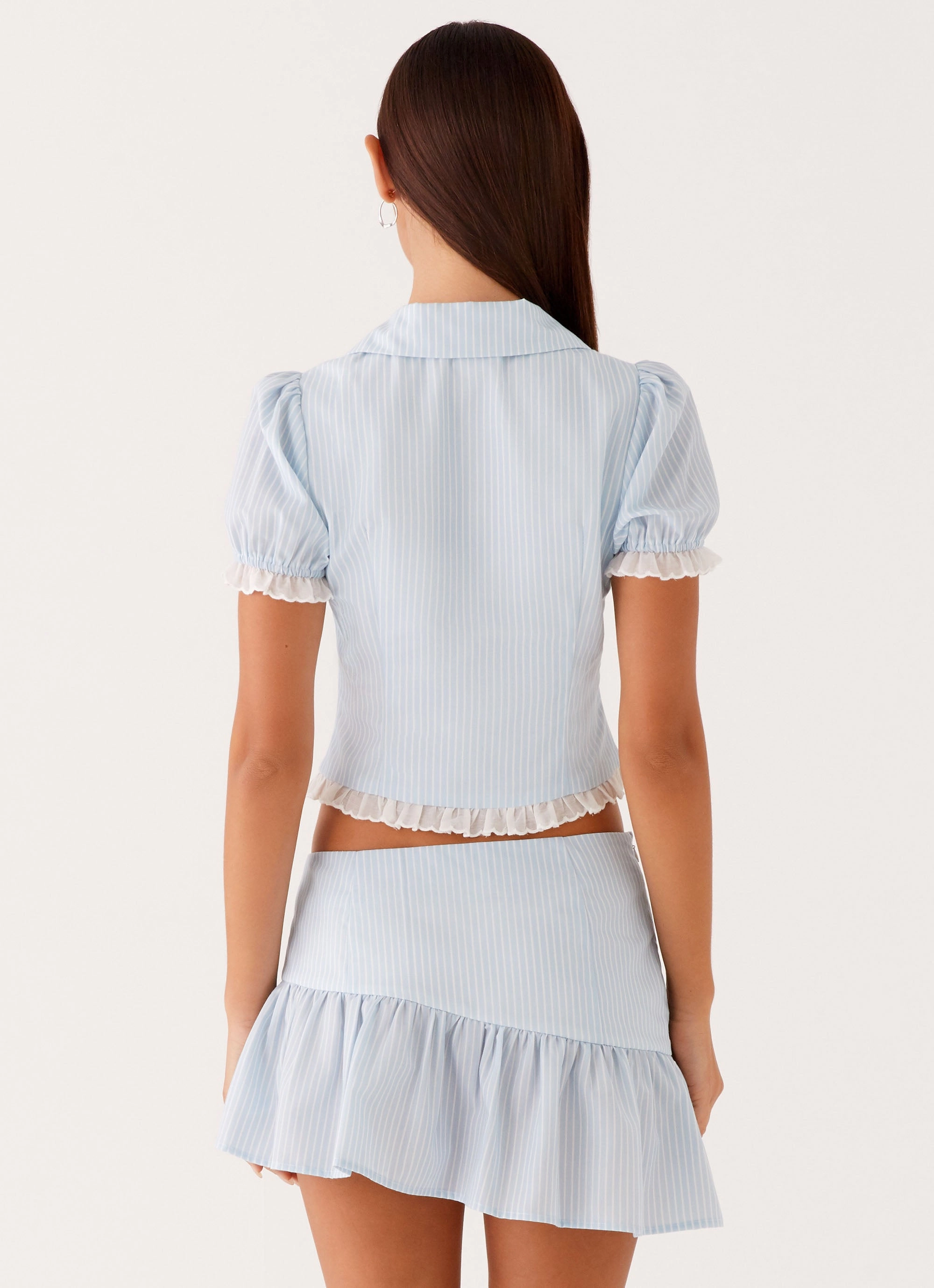 Luxury Finish Bennett Mini Skirt - Blue White Stripe