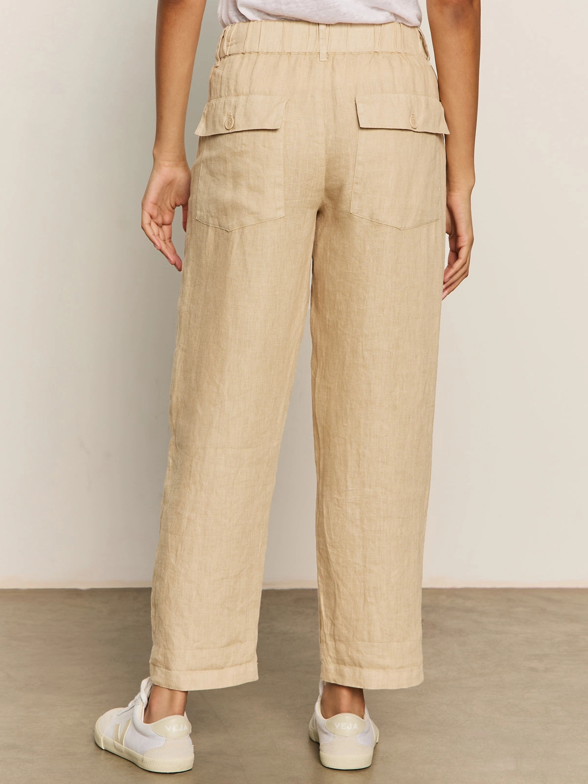 Relaxed Linen Cruiser Semi High Rise Pant Sandstone slim fit