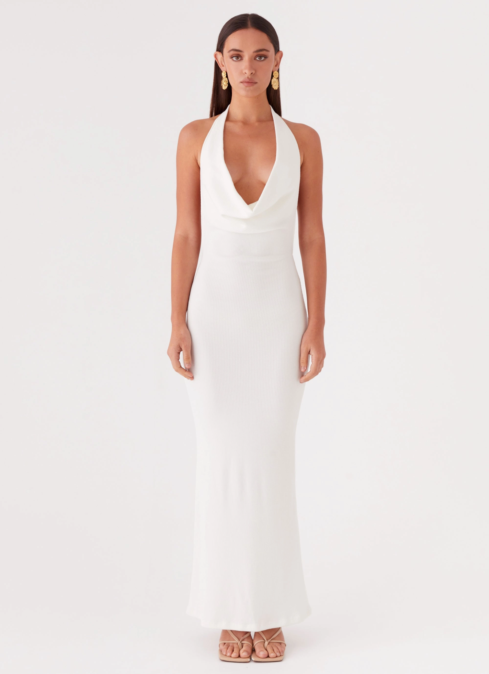 Mom Chic Fall Tone Anella Maxi Dress - White