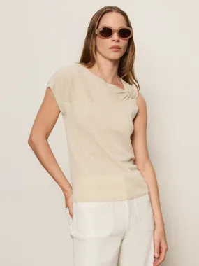 Simple Style Shoulder Twist Top Heather Pearl