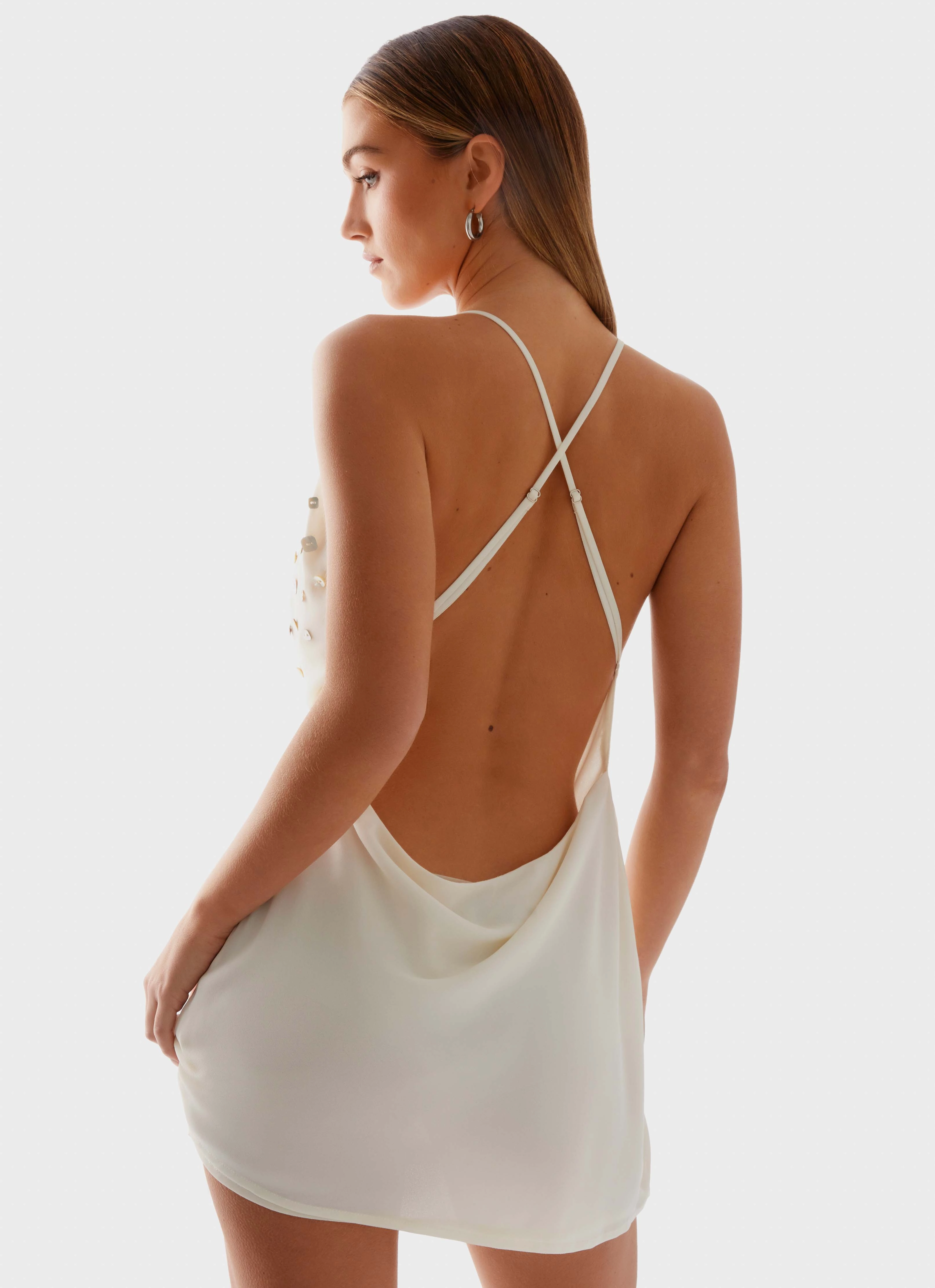 Renegade Feeling Mini Dress - Muted Yellow Stretch Material