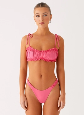 El Nido Bikini Top - Pink Metallic Finish Layering Swim