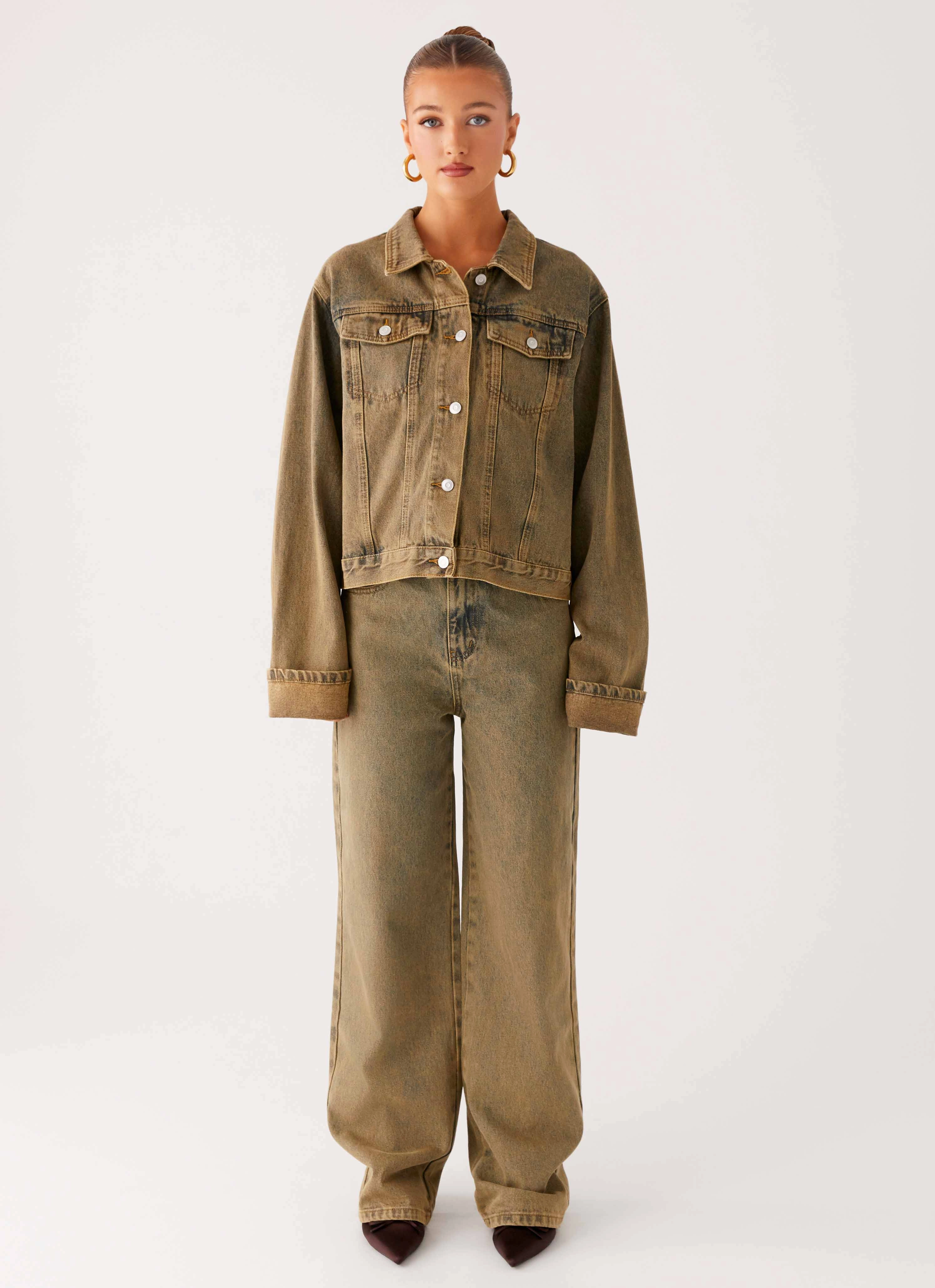 Back Again Straight Leg Denim Jeans - Brown Sand Wash Smooth Minimalist Timeless Design
