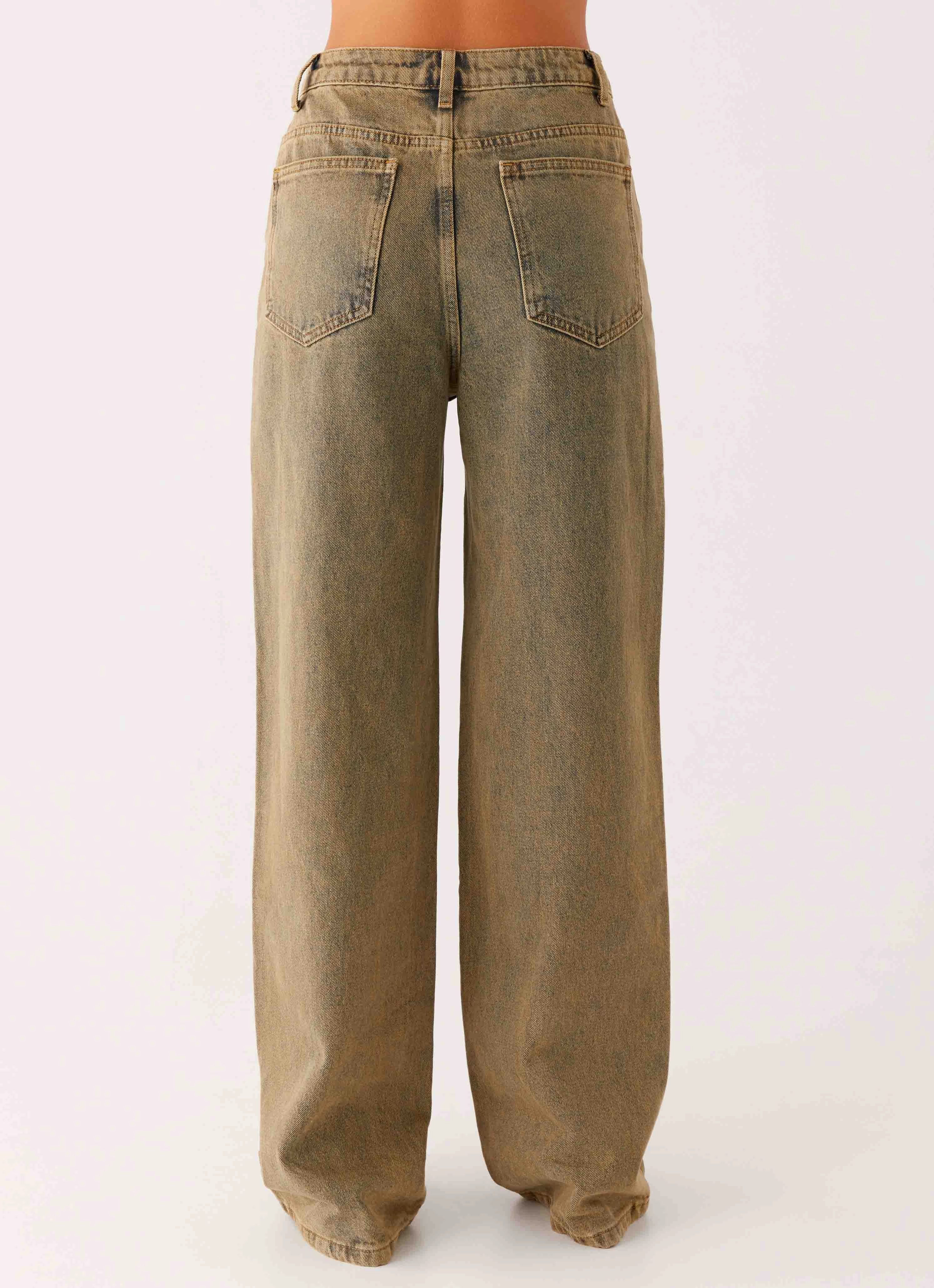 Back Again Straight Leg Denim Jeans - Brown Sand Wash Smooth Road Trip Comfort Wear