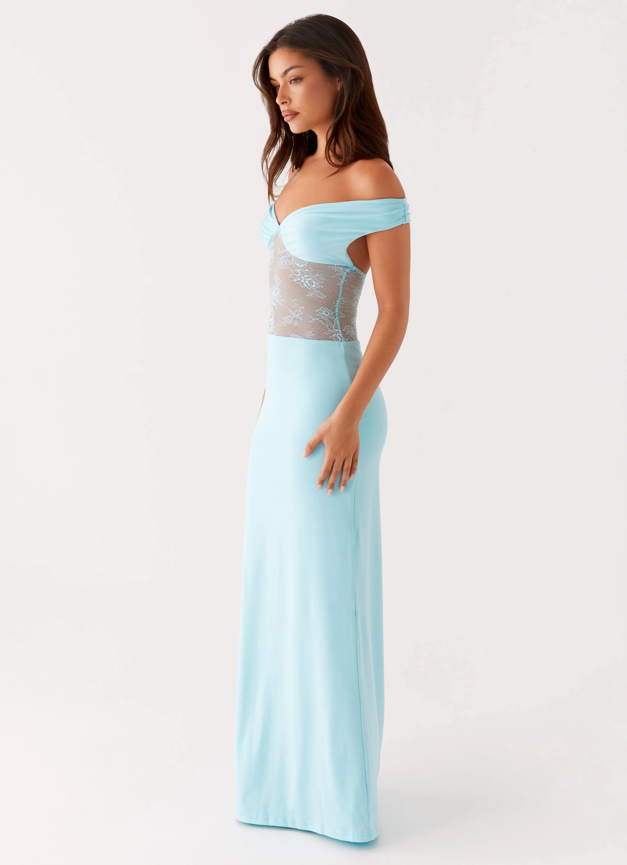 Infatuation Lace Maxi Dress - Turquoise Calm Outfit