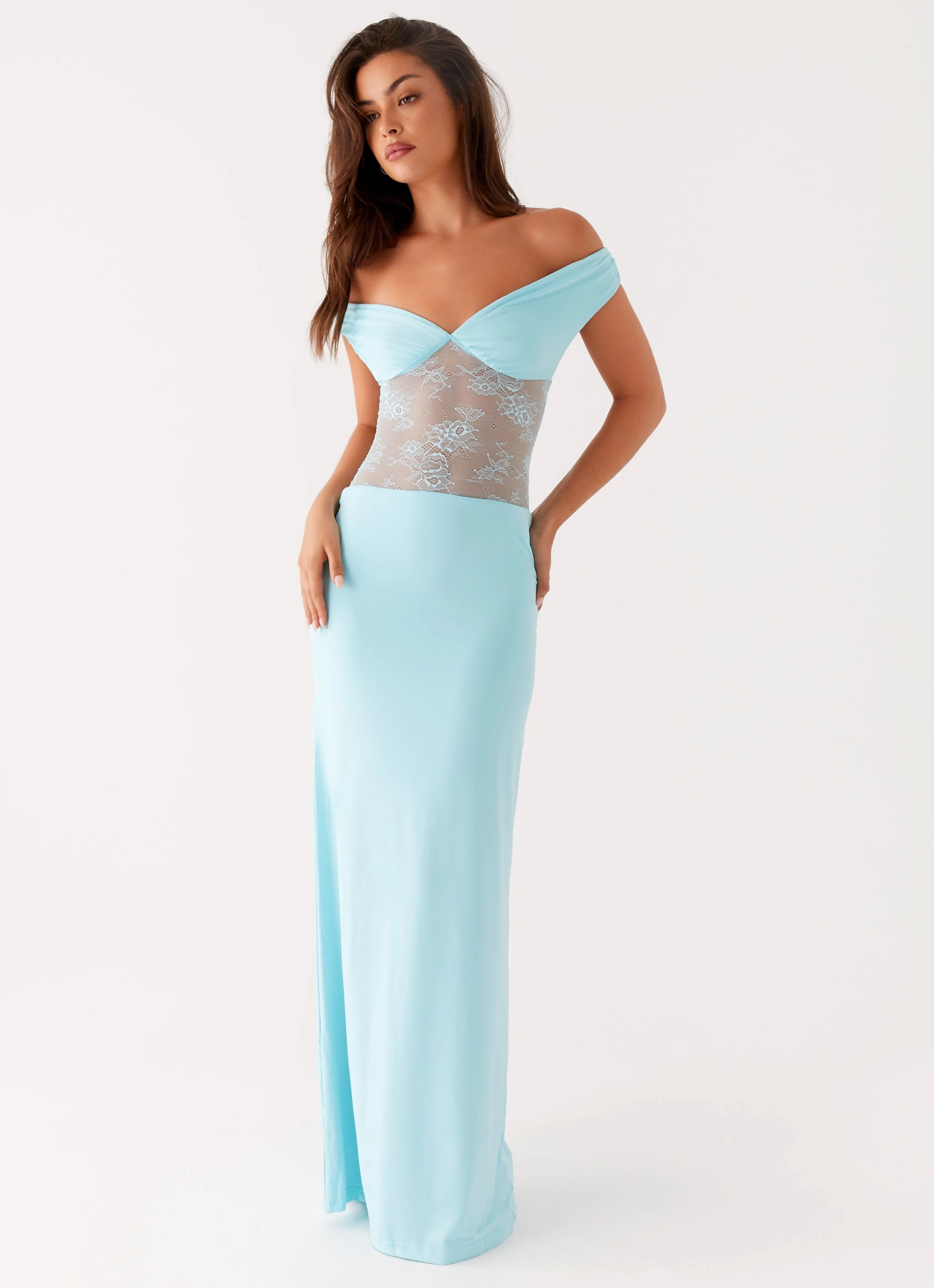 Infatuation Lace Maxi Dress - Turquoise Dry-Clean-Only Trend Texture