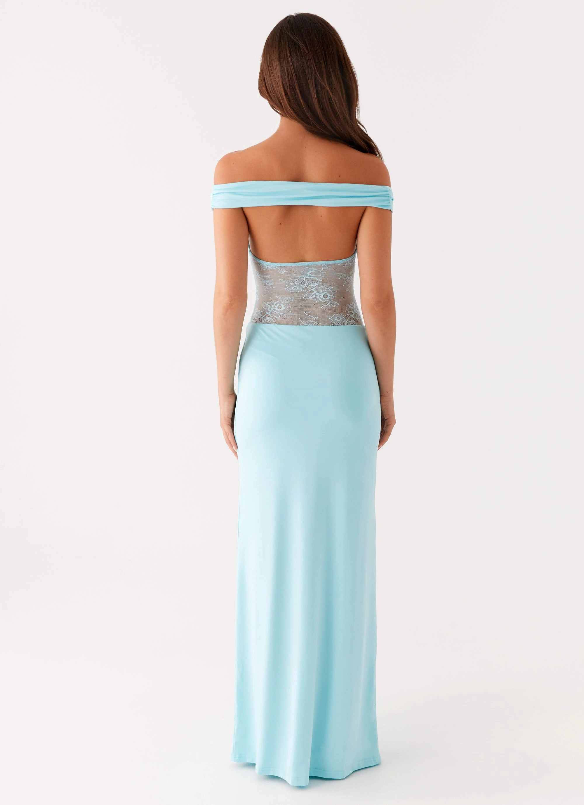 Infatuation Lace Maxi Dress - Turquoise WideCollarDesign