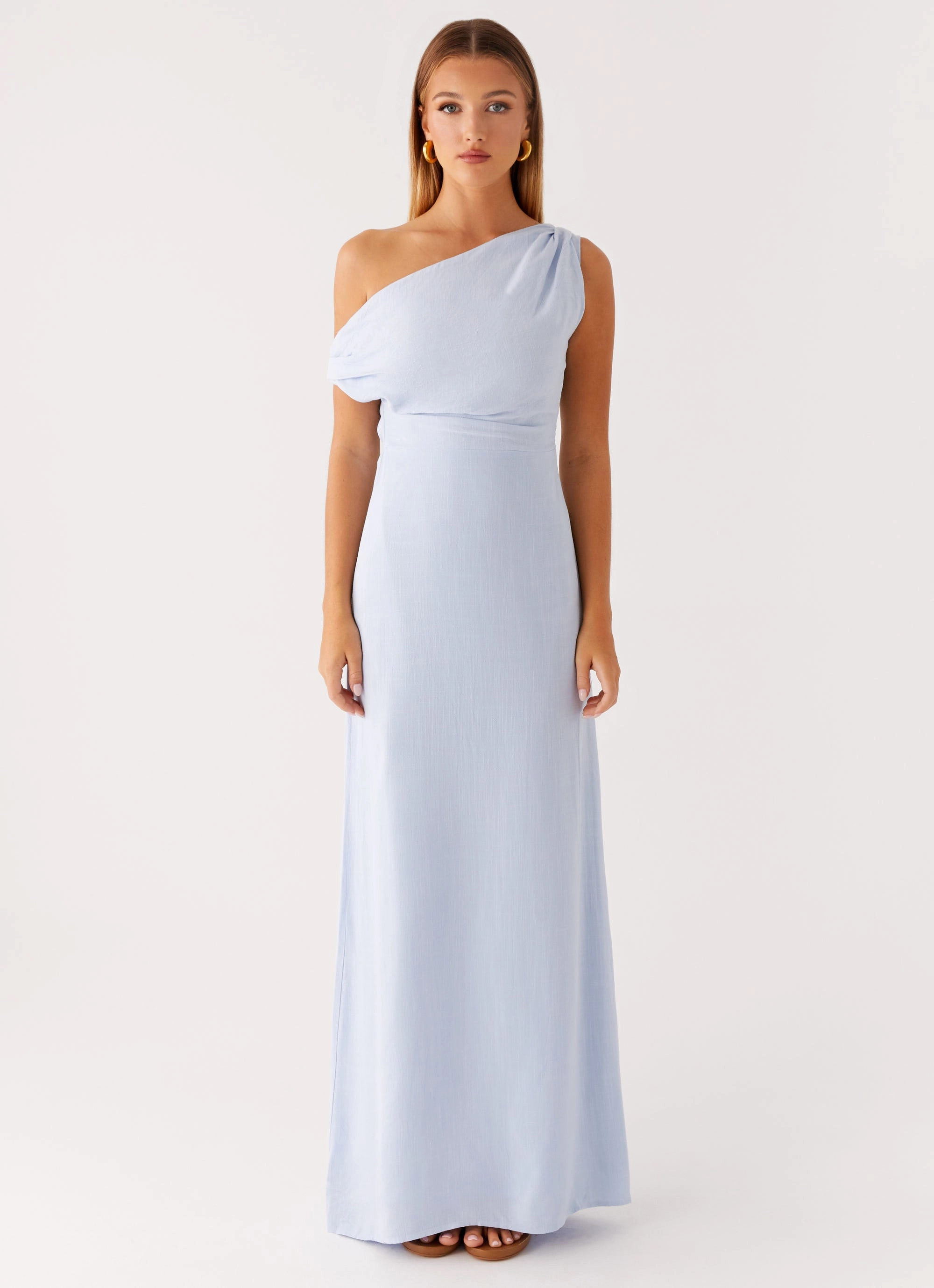 Lady Love Linen Maxi Dress - Blue Soft and Smooth Full Coverage
