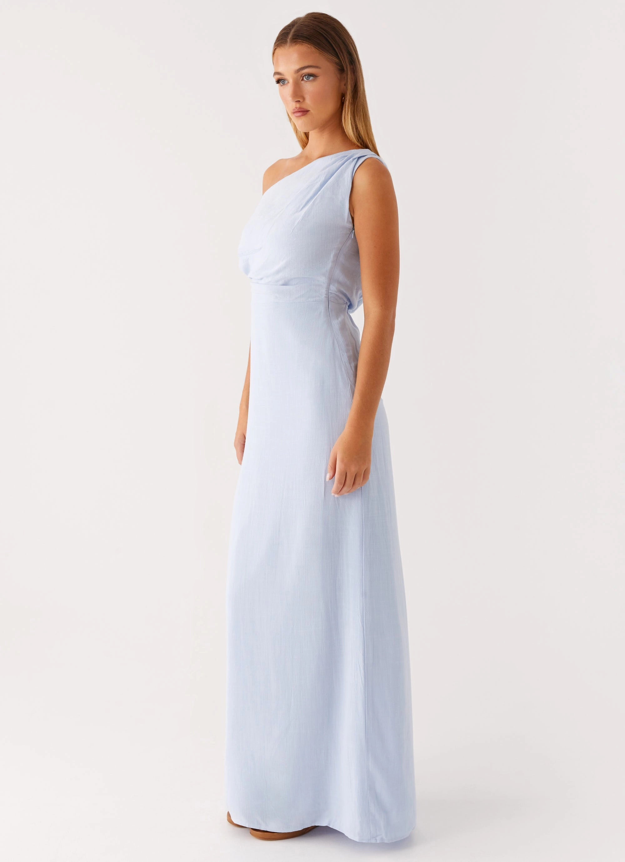 Lady Love Linen Maxi Dress - Blue Everyday Piece Built-In-Slip