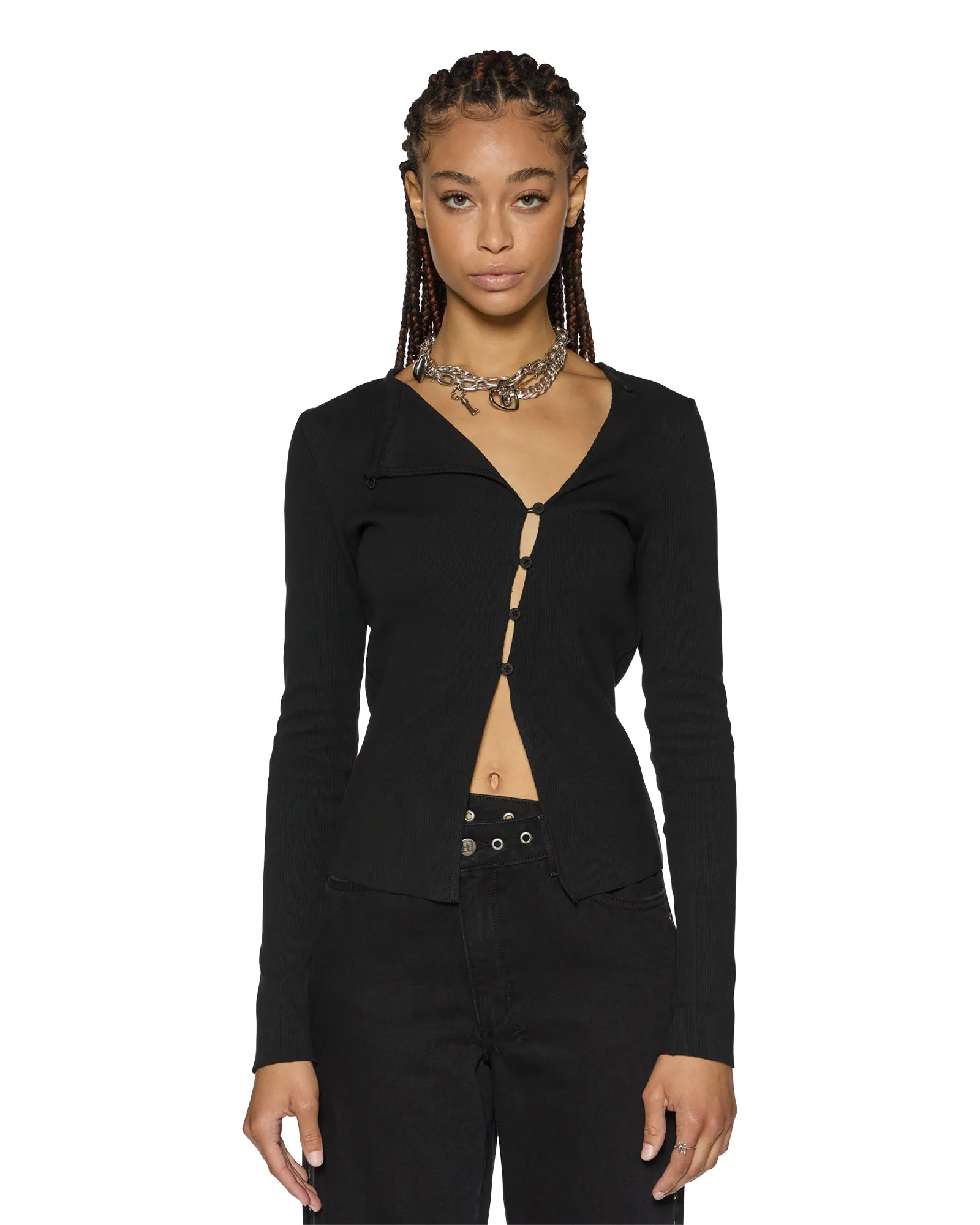 Minimalist Detailing Tear Resistant Reinforcement REWORK LS TOP BLACK TencelBlend