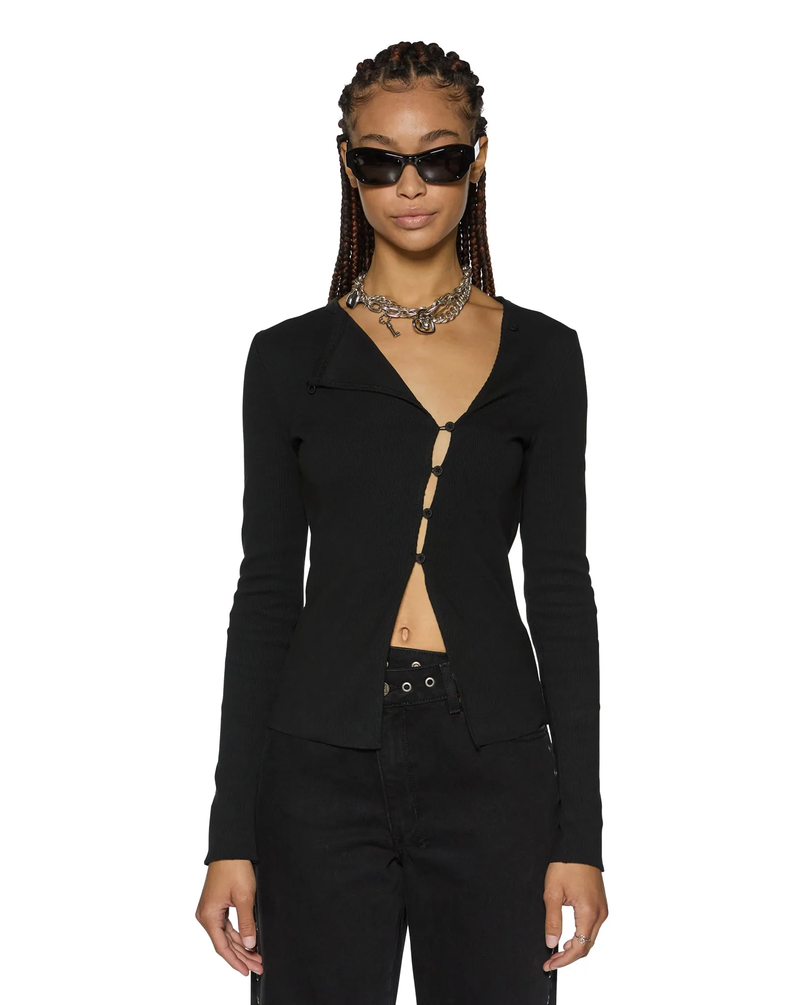 REWORK LS TOP BLACK TencelBlend FasteningHood