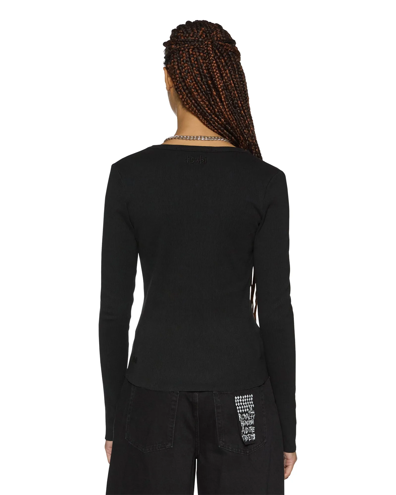 StretchTechnology GarmentWashed Texture REWORK LS TOP BLACK TencelBlend