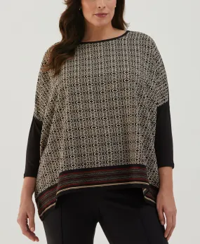 Plus Size Medallion Print Knit Woven Top NonSlip Grip Tape