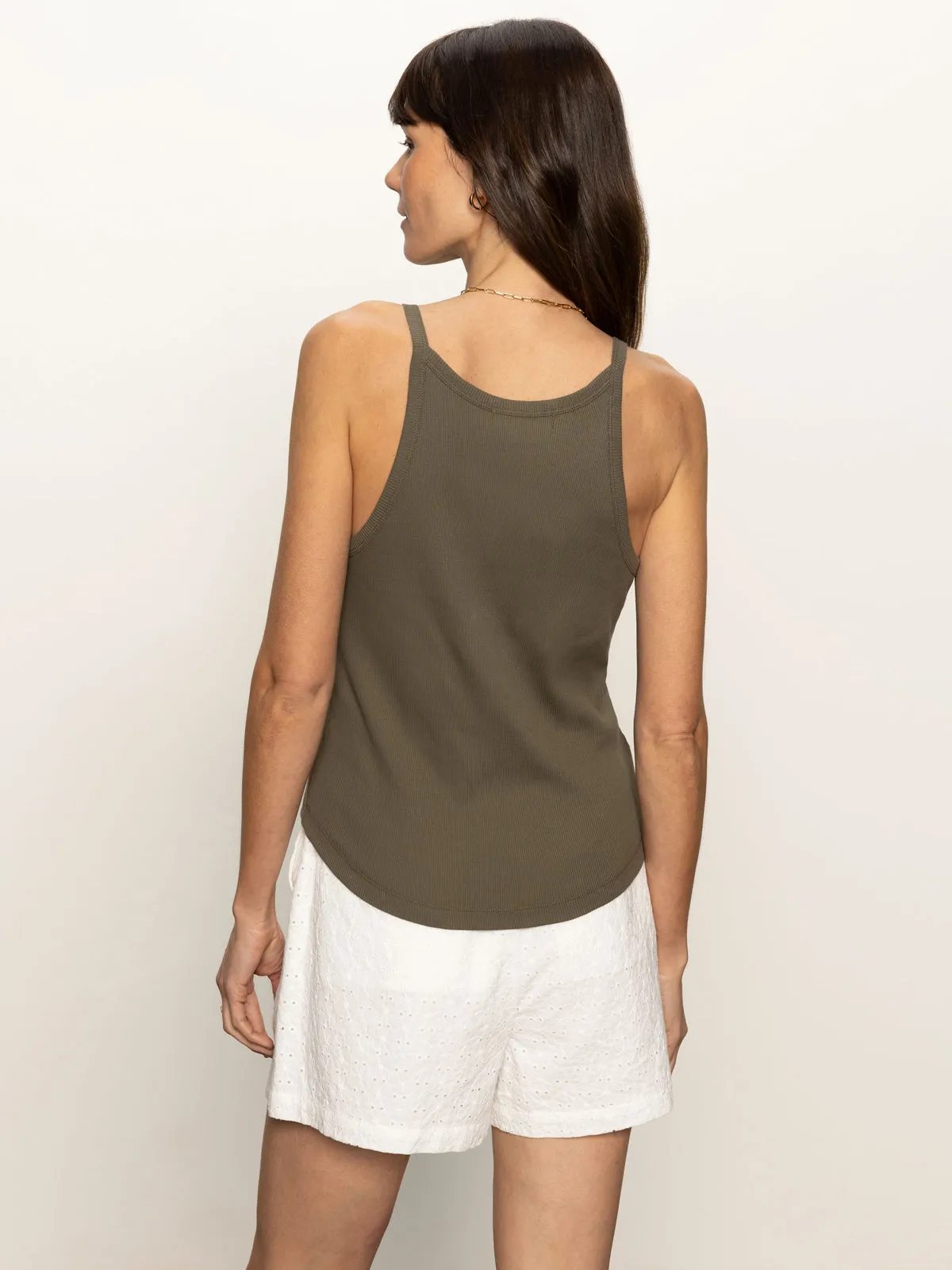 No Iron Fabric Ribbed Racer Tank Kalamata