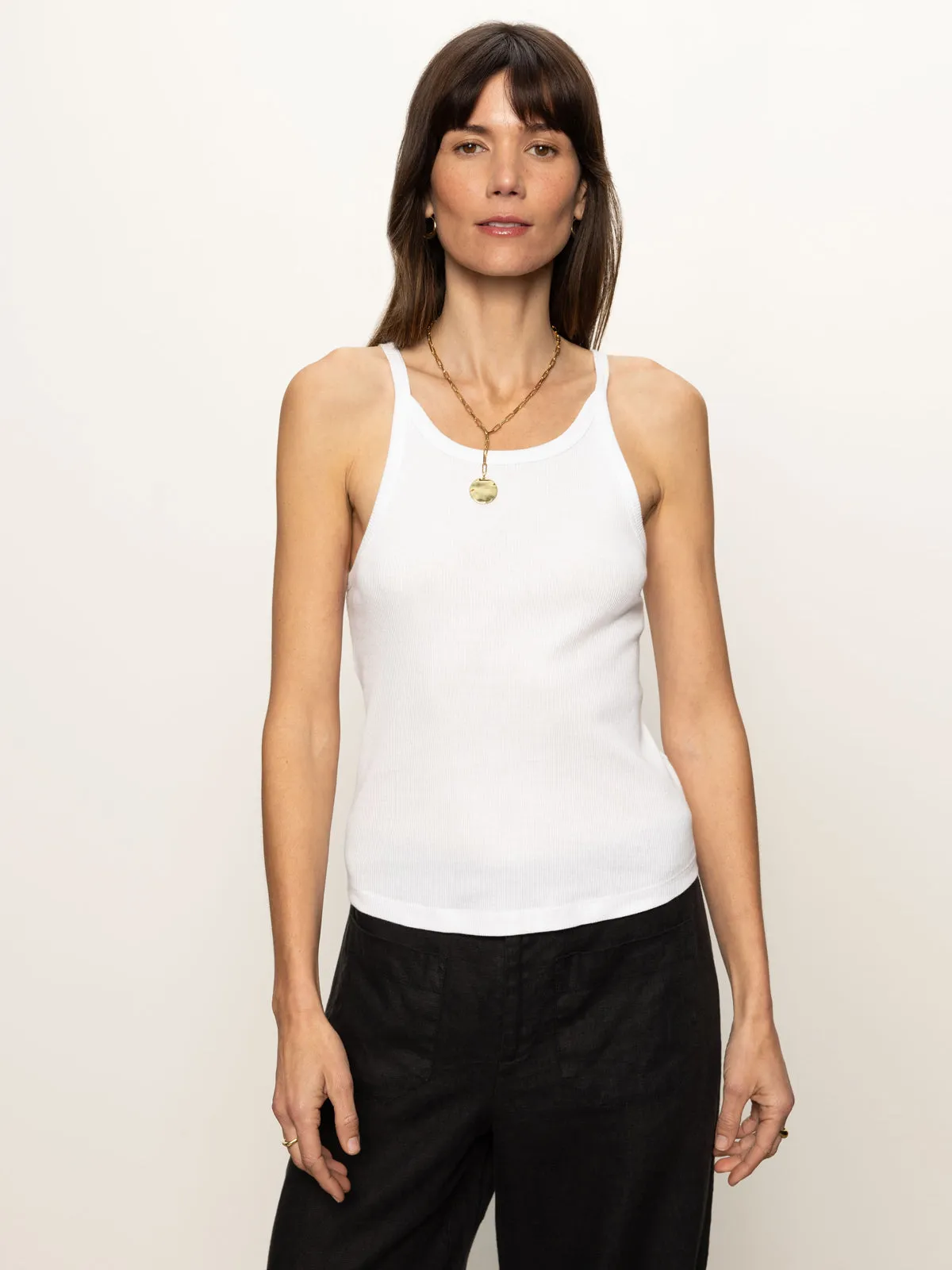 Ribbed Racer Tank White NonToxicCoating