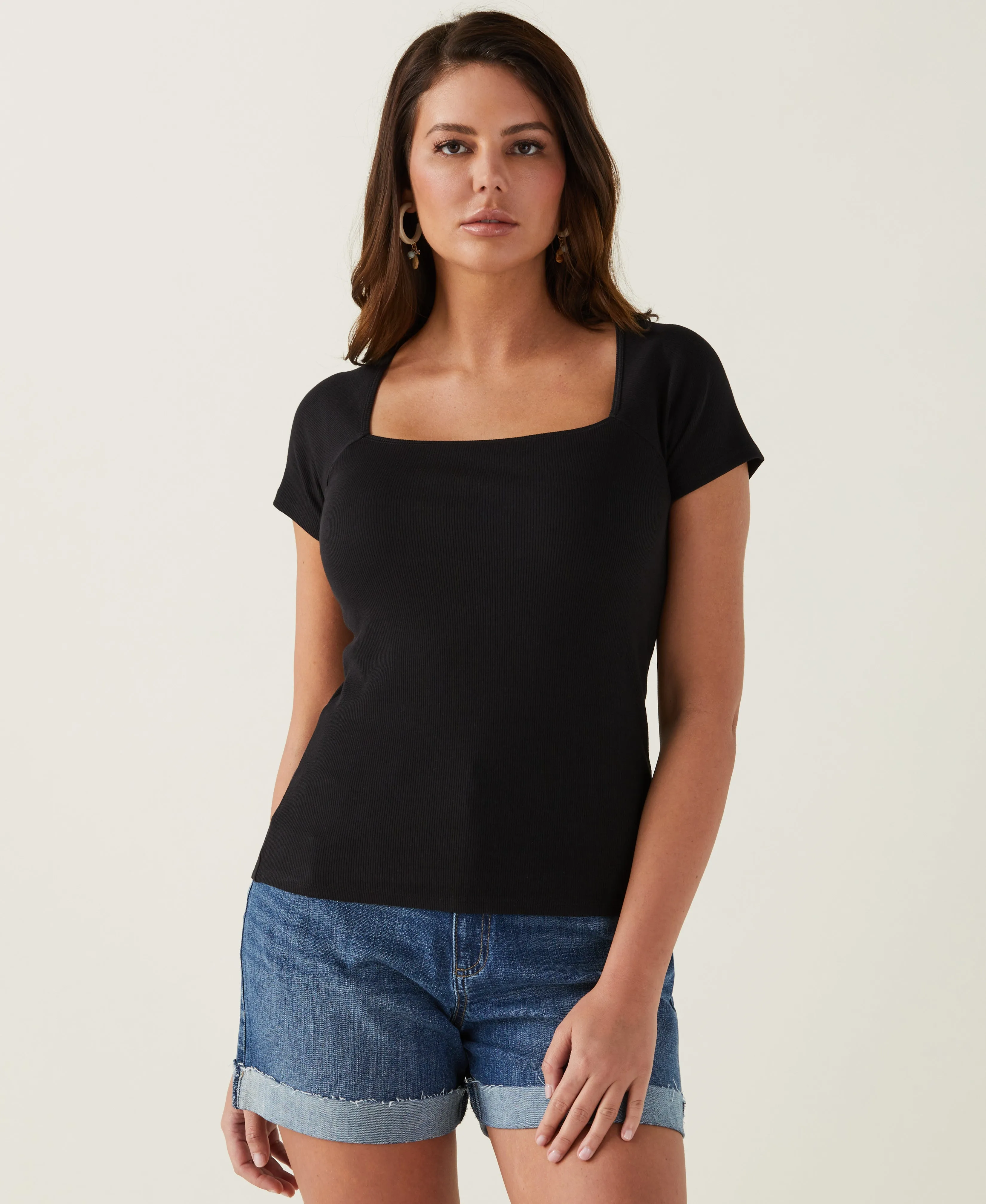 Ribbed Square Neck Tee QuickRelease