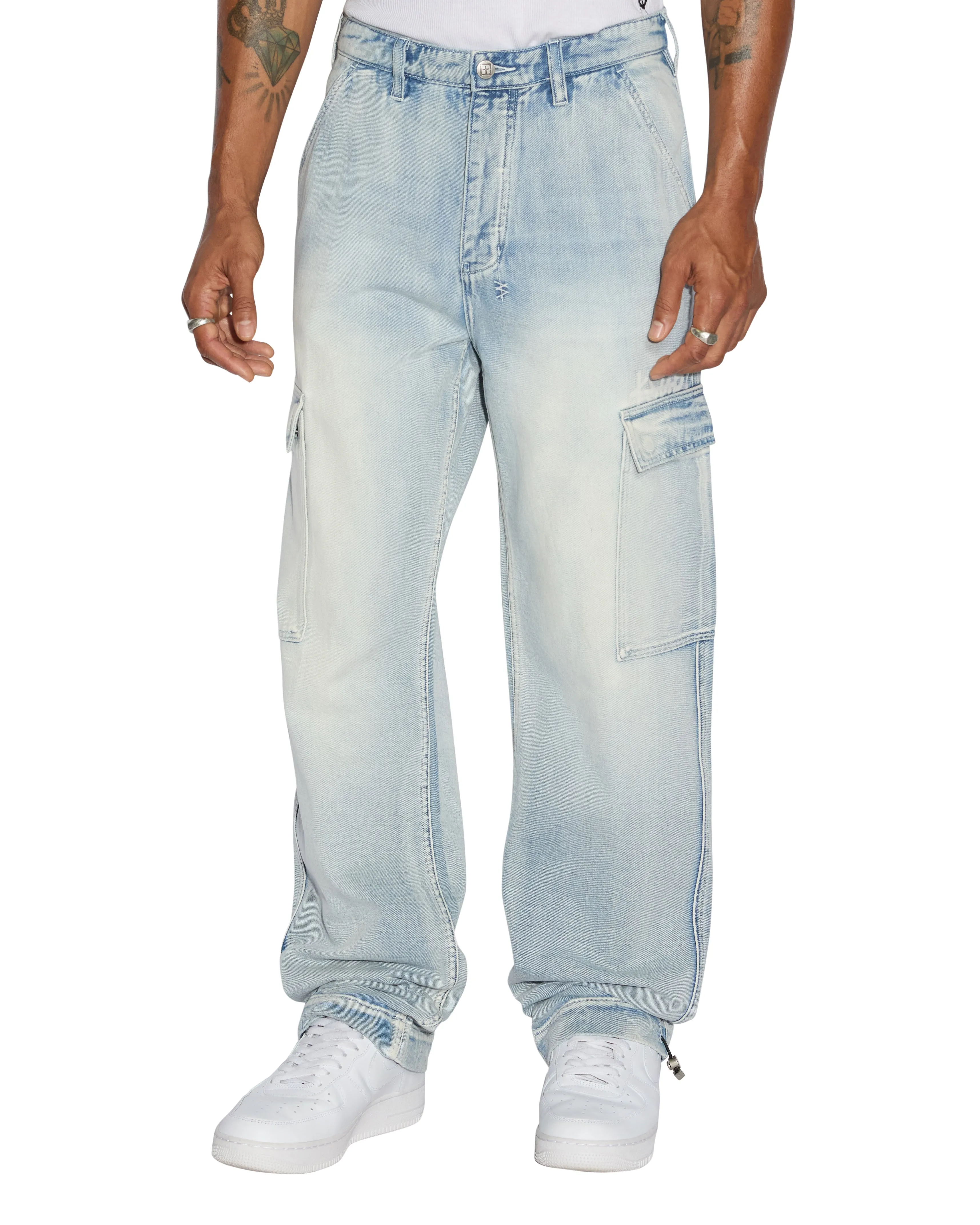 RIOT CARGO PANT BLUE ICE Relaxed Style Street Active Wrinkle Resistant Finish