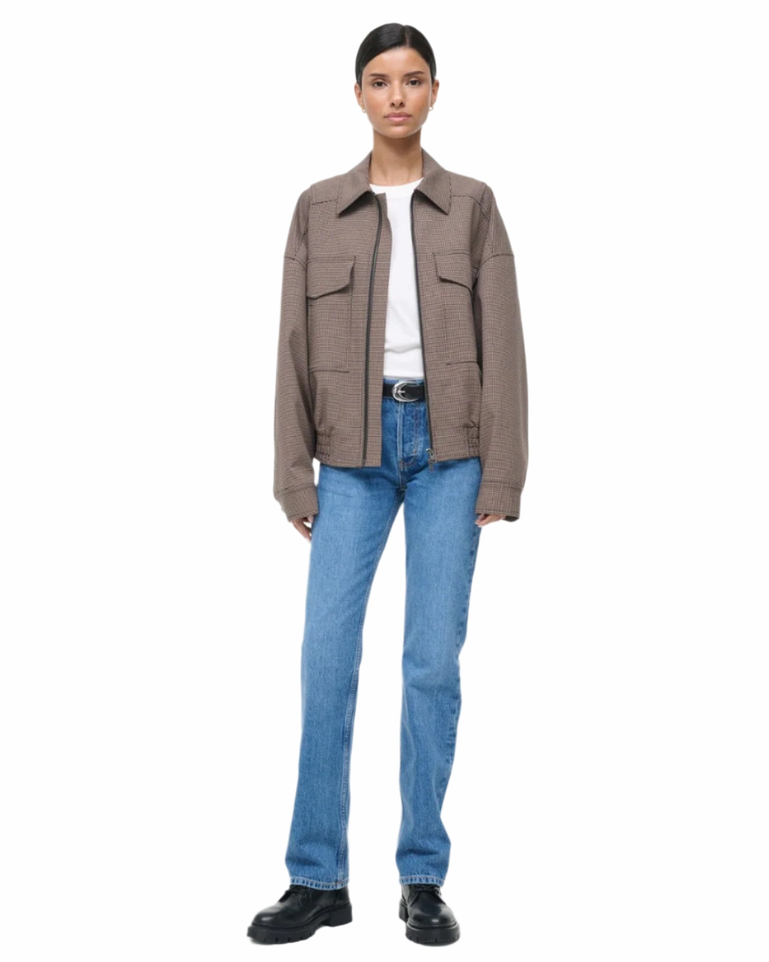 Eugene Jacket in Houndstooth students Flexible Shoulder Panels