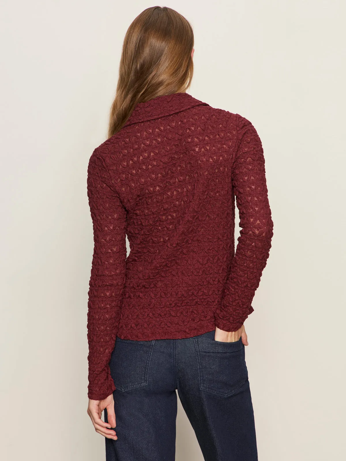 Dreamgirl Lace Button Up Top Night Berry AbrasionResistant Fabric HypoallergenicFibers