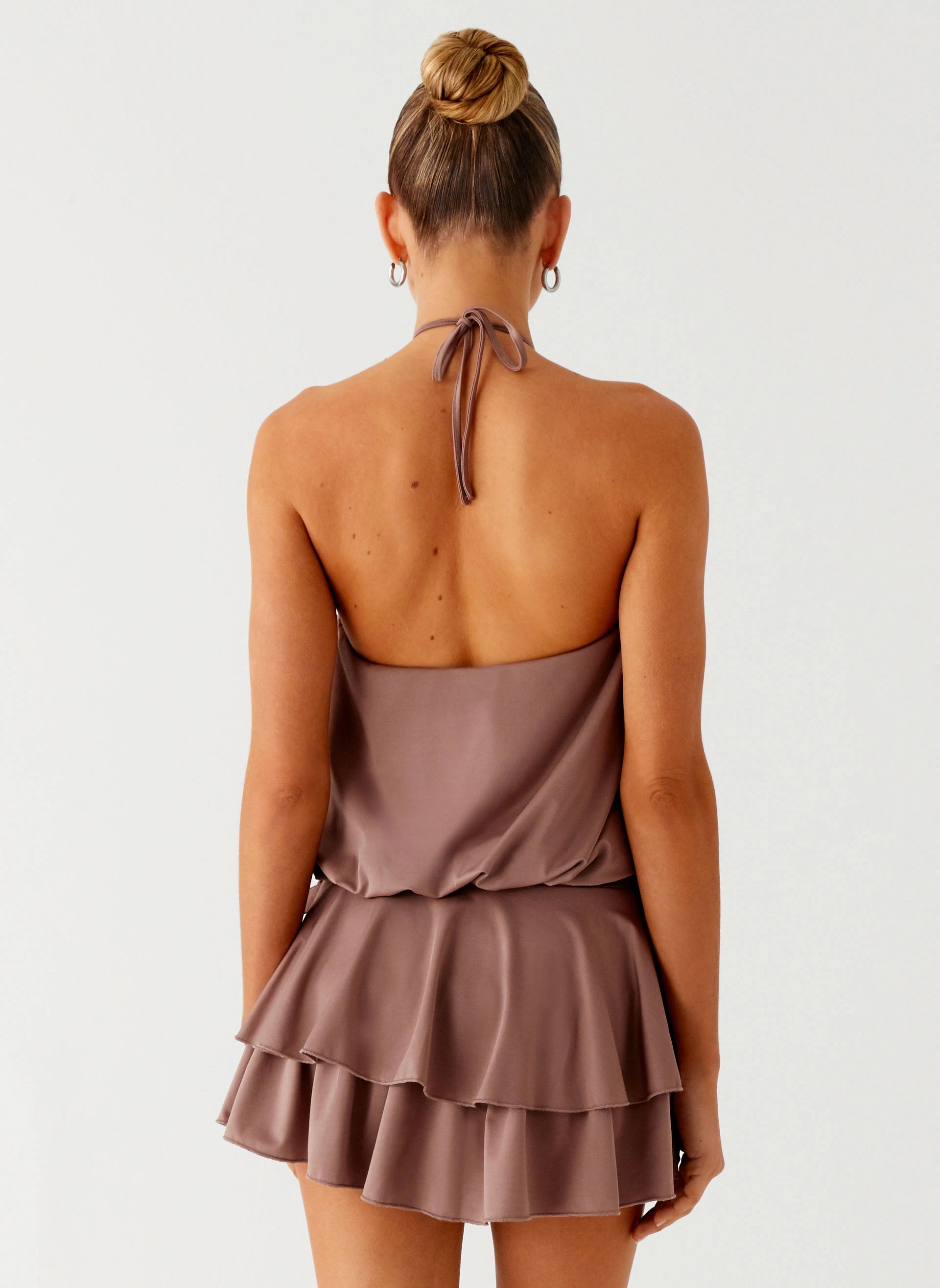 Dopamine Belt Mini Dress - Taupe Fashion Week Ready