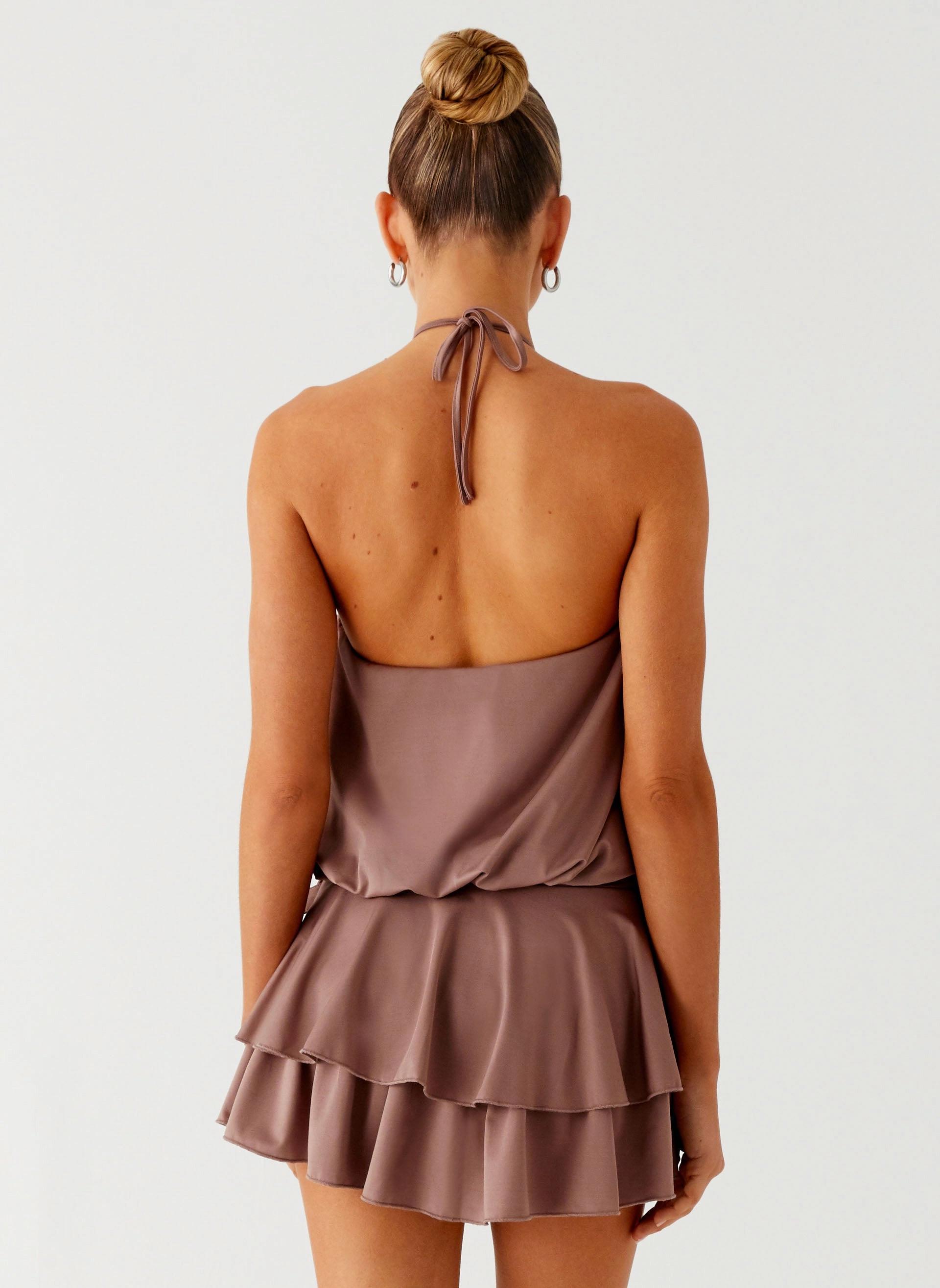 Dopamine Belt Mini Dress - Taupe Clean Tone foldable