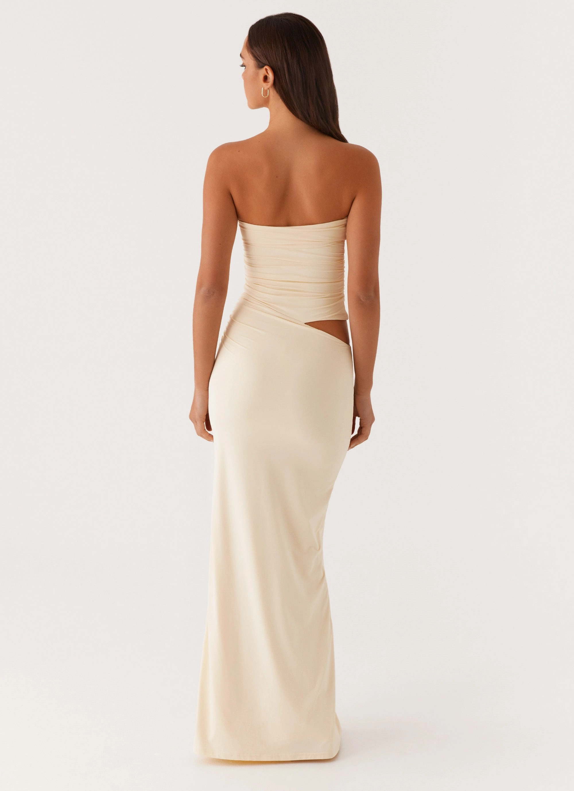 Romee Strapless Maxi Dress - Pastel Yellow Lined interior