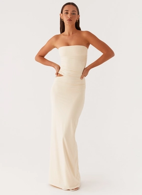 slim fit Romee Strapless Maxi Dress - Pastel Yellow