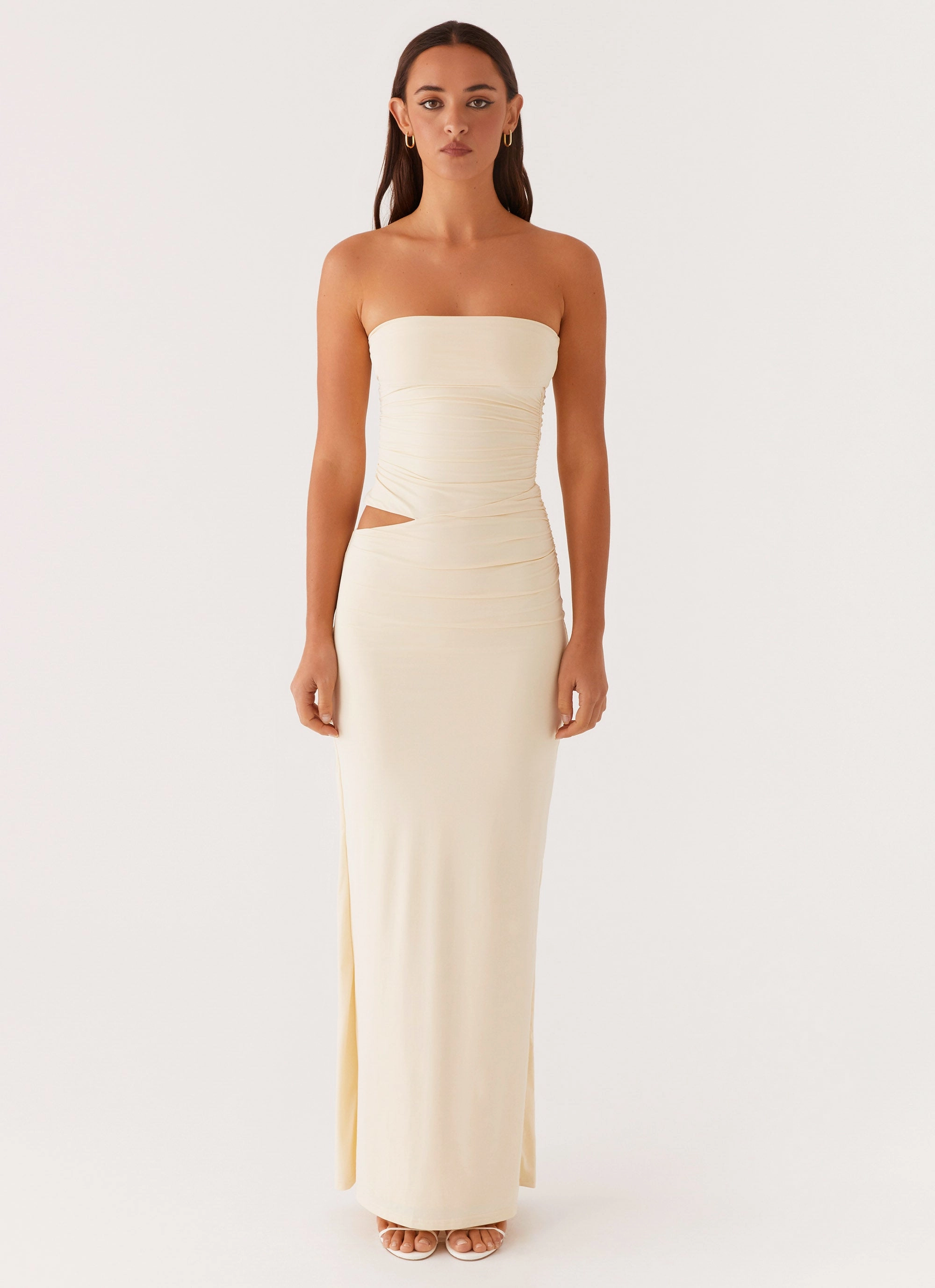 Romee Strapless Maxi Dress - Pastel Yellow Invisible-Zip Relax Mode