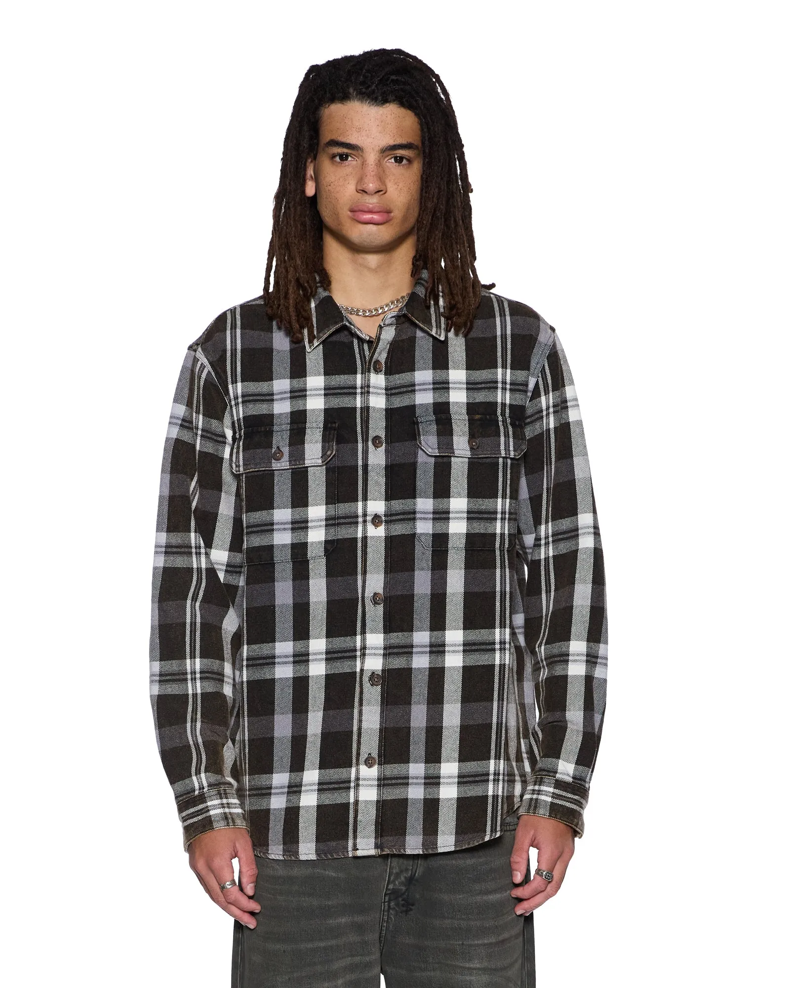 ROSEBOWL LS SHIRT 1999 BLACK CHECK snap closure Windproof Design