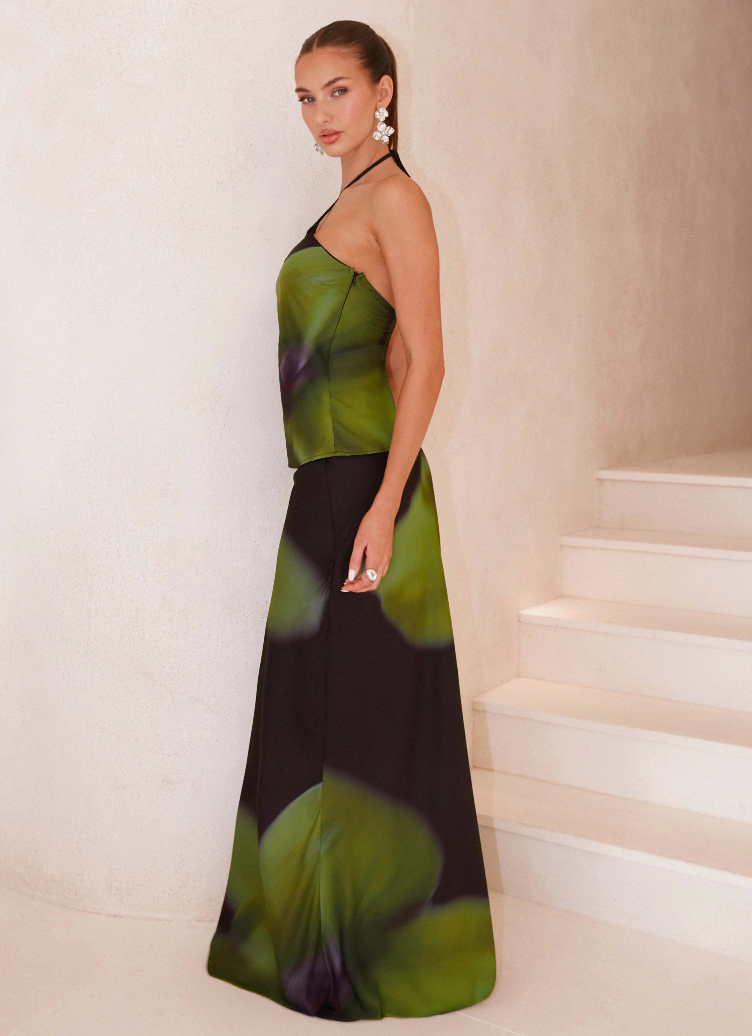 Material Innovation Rosetta Maxi Skirt - Lime Flower